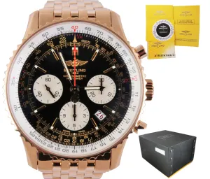 MINT Breitling Navitimer Limited Edition 43mm 18K Rose Gold RB0121 Chrono Watch