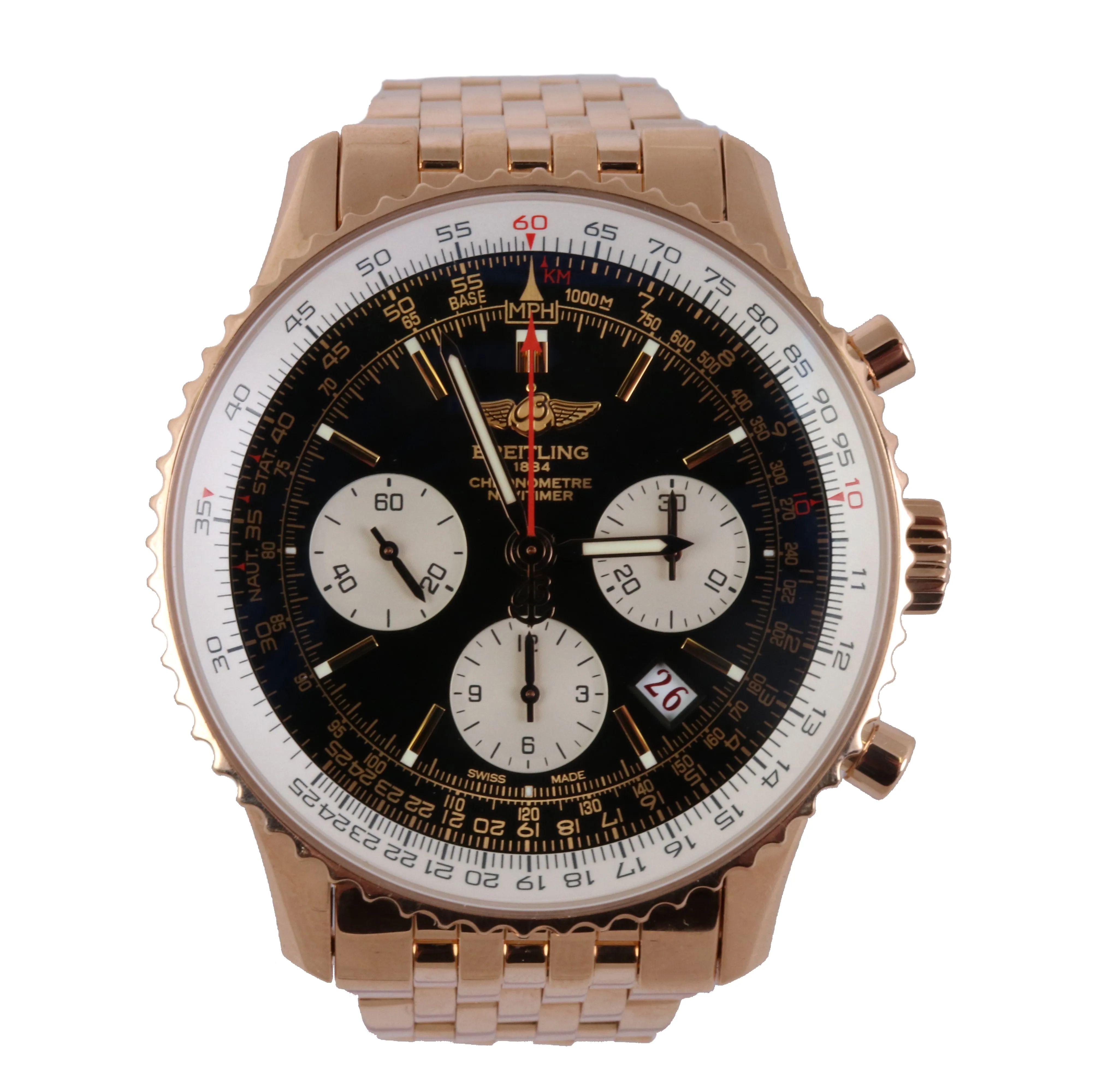 MINT Breitling Navitimer Limited Edition 43mm 18K Rose Gold RB0121 Chrono Watch