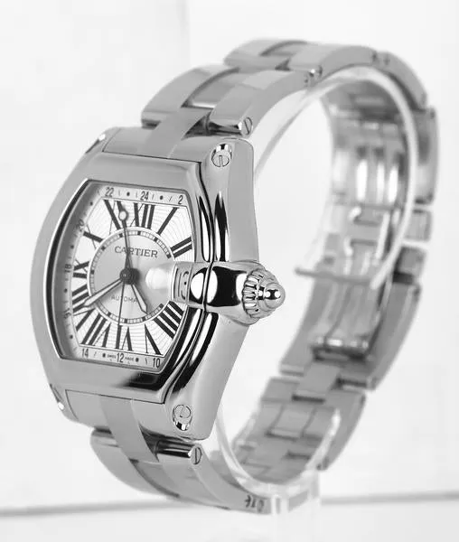 MINT Cartier Roadster XL GMT W62032X6 Silver Roman Automatic Steel Watch 2722