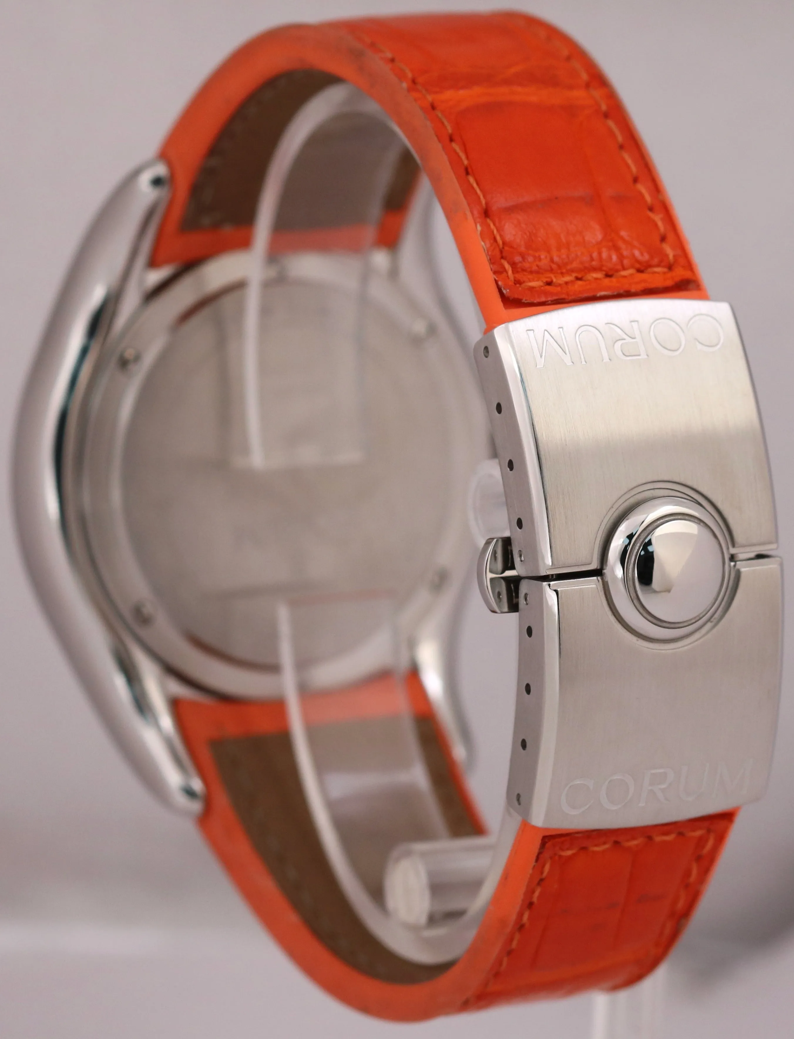 MINT Corum Bubble Orange Leather 45mm 163.150.20 Stainless Steel Quartz Watch