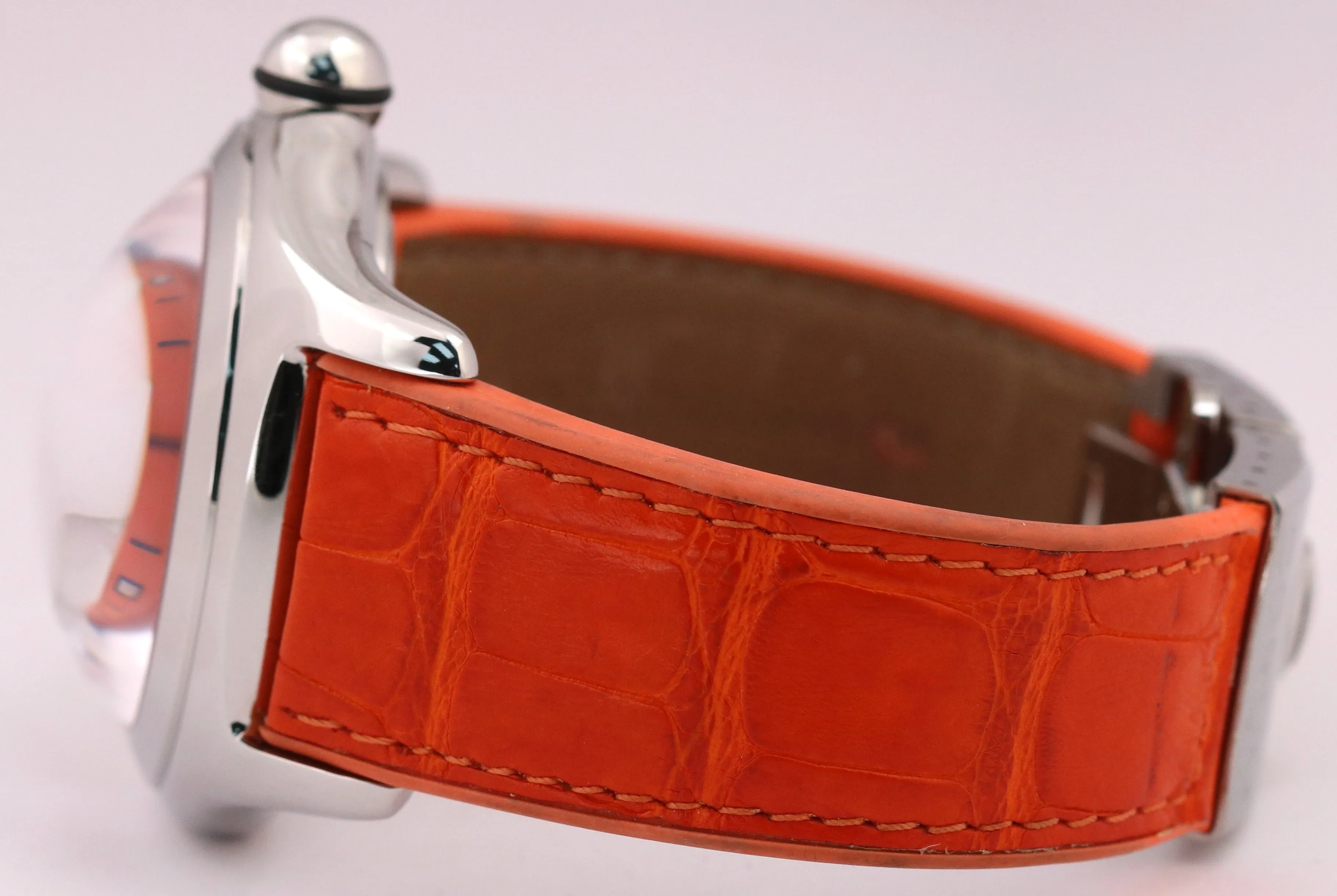 MINT Corum Bubble Orange Leather 45mm 163.150.20 Stainless Steel Quartz Watch