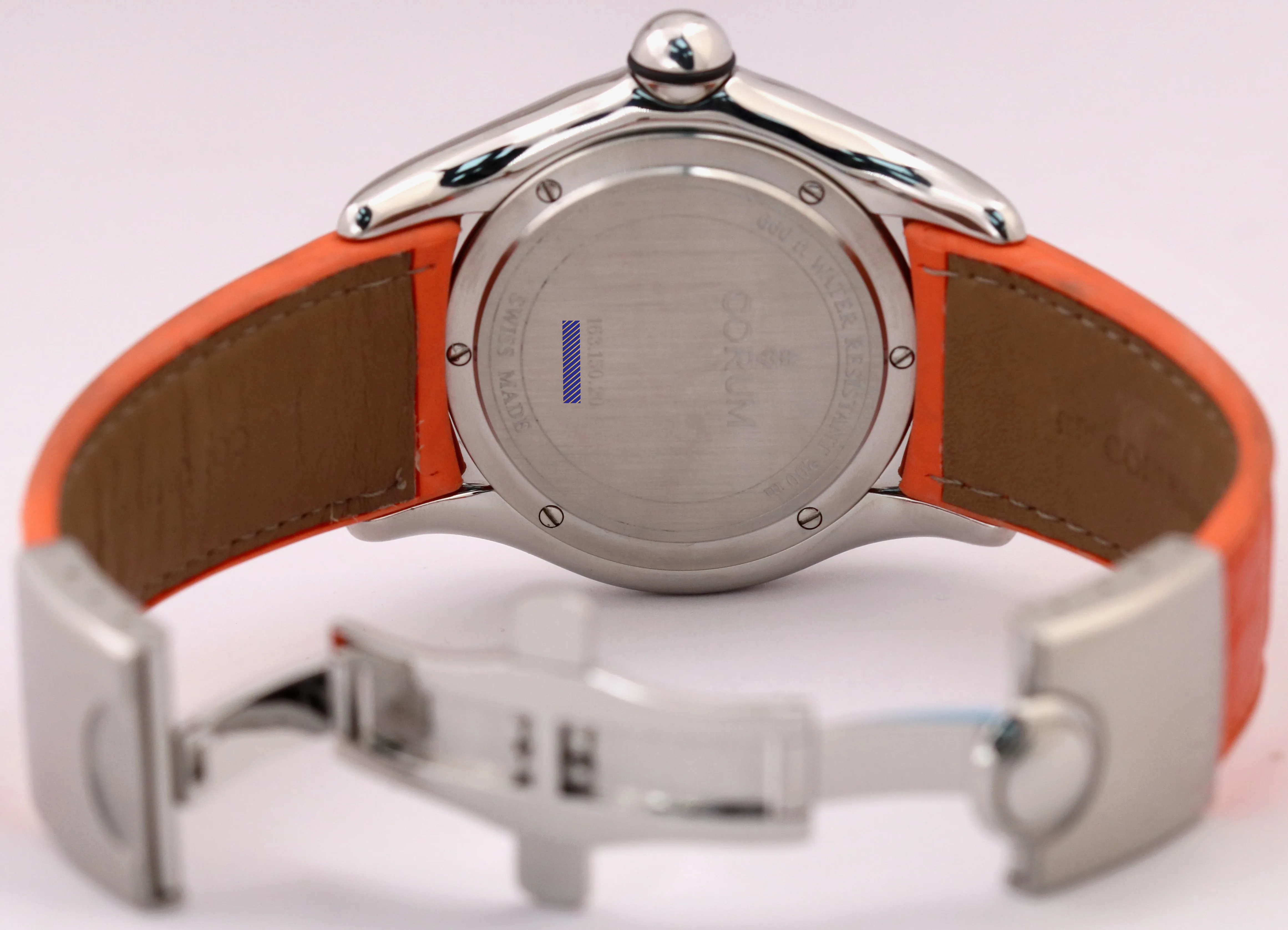 MINT Corum Bubble Orange Leather 45mm 163.150.20 Stainless Steel Quartz Watch