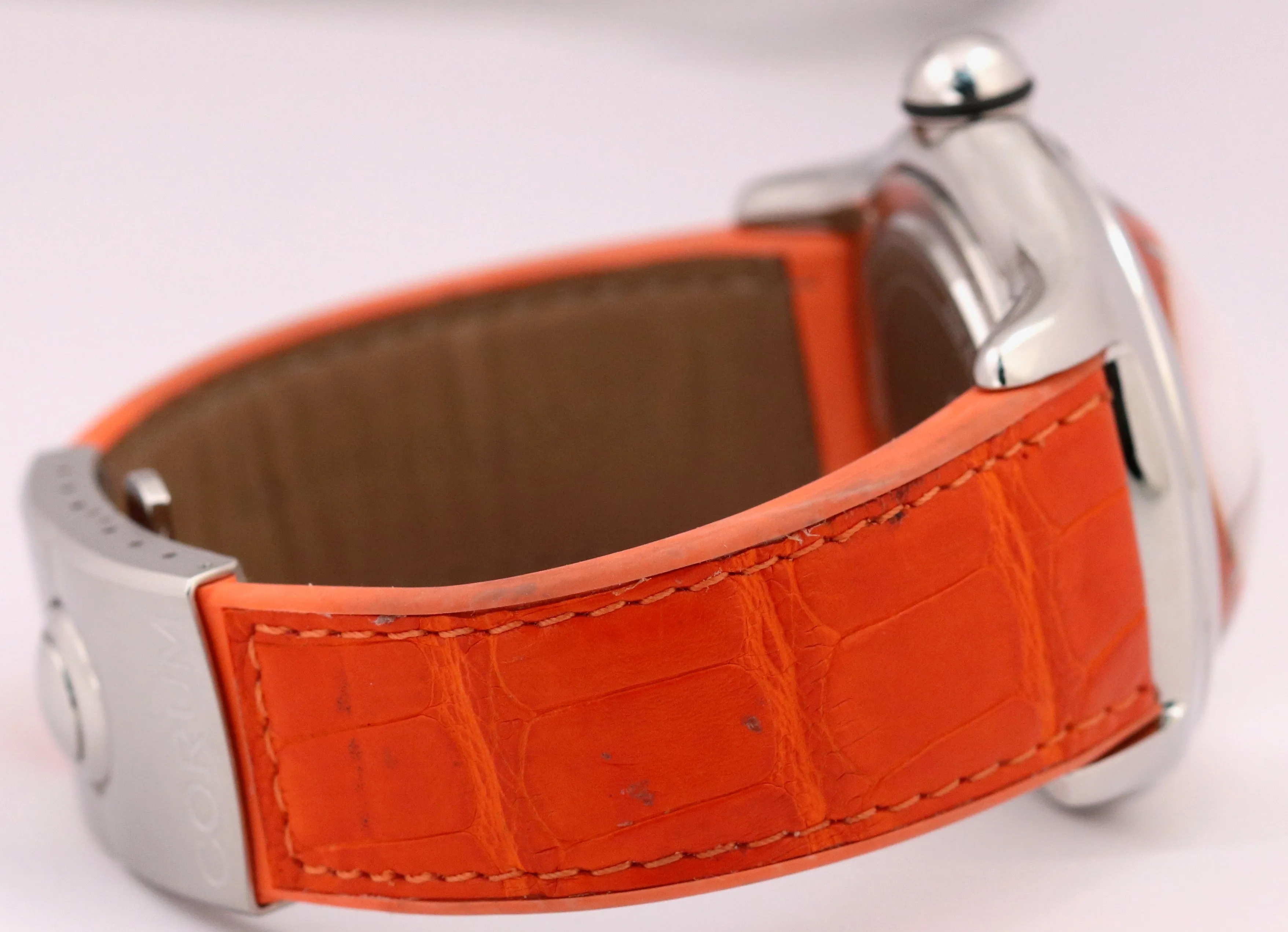 MINT Corum Bubble Orange Leather 45mm 163.150.20 Stainless Steel Quartz Watch