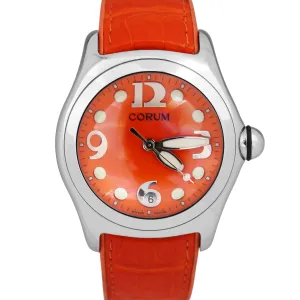 MINT Corum Bubble Orange Leather 45mm 163.150.20 Stainless Steel Quartz Watch