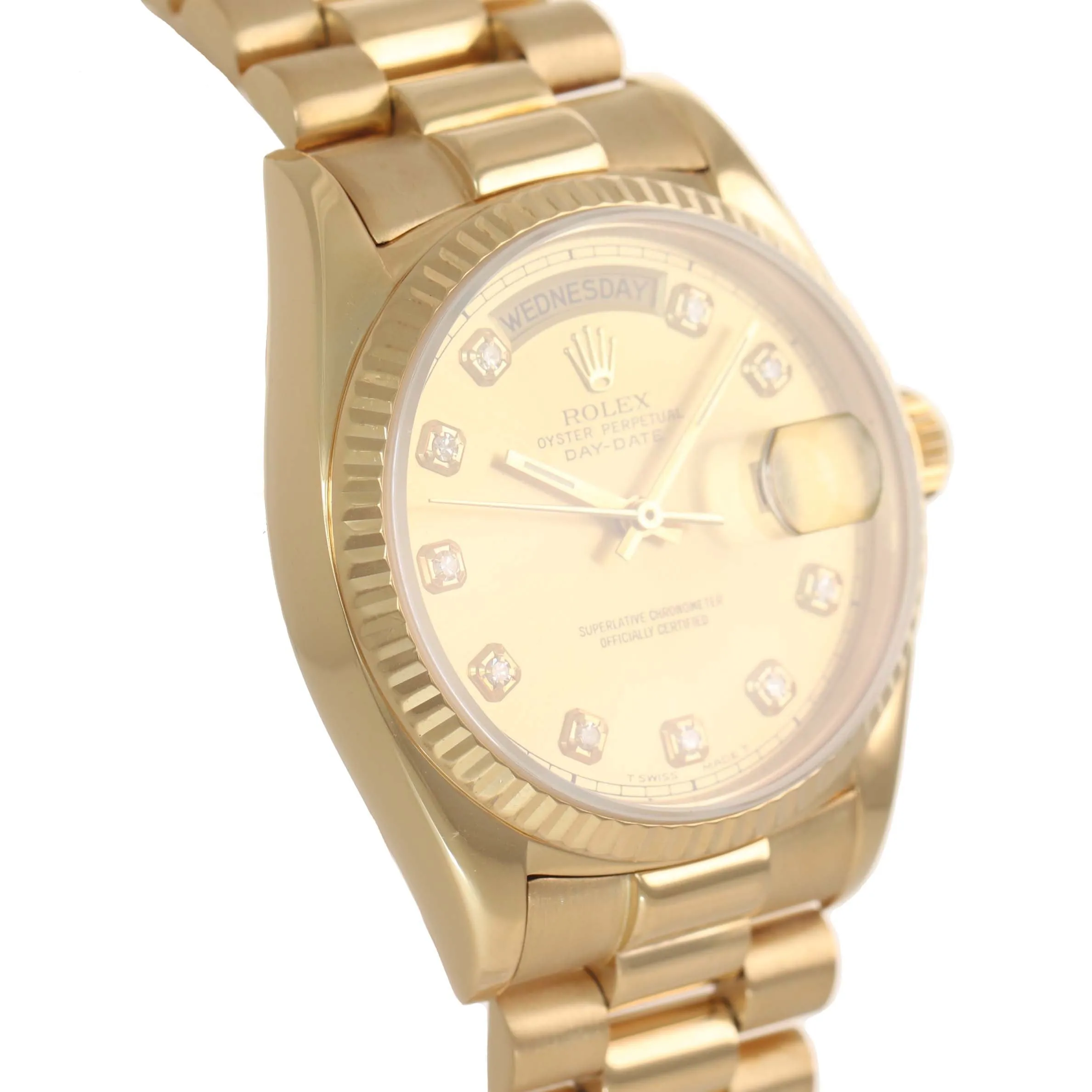 MINT DIAMOND Rolex Day-Date President 18038 18k Yellow Gold Dial Watch