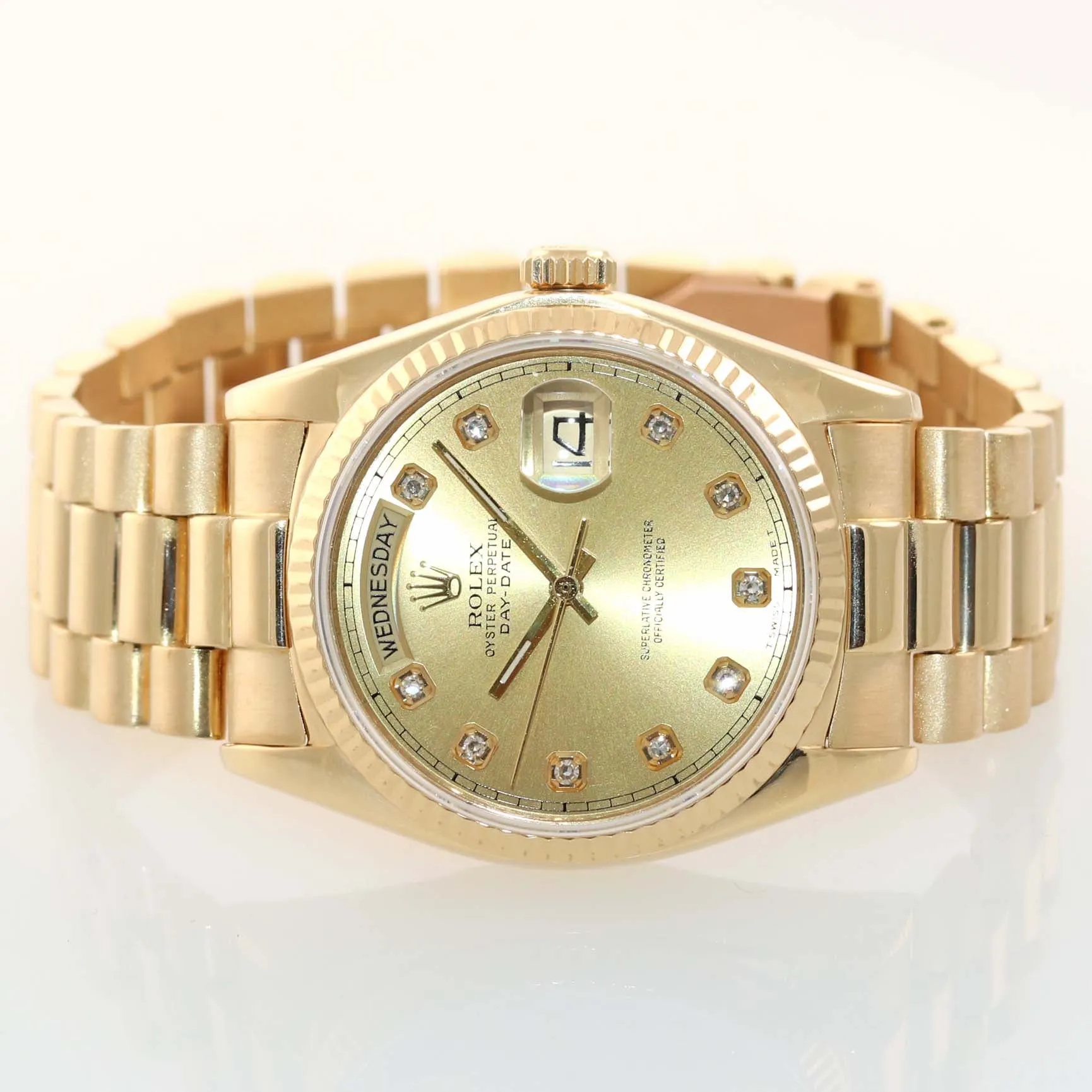 MINT DIAMOND Rolex Day-Date President 18038 18k Yellow Gold Dial Watch
