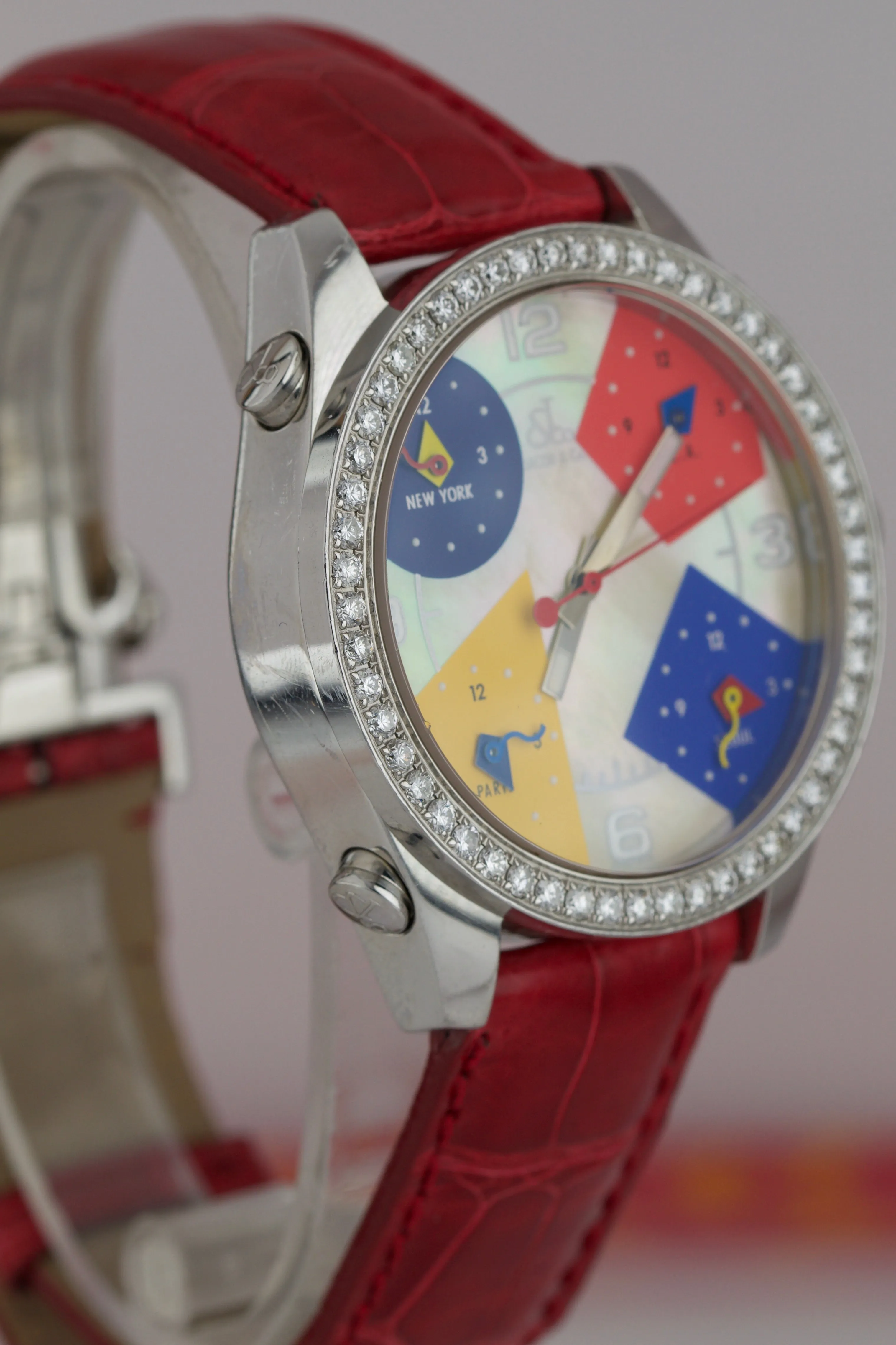 MINT Jacob & Co. Five Time Zones Diamond Mother of Pearl Stainless Steel Watch