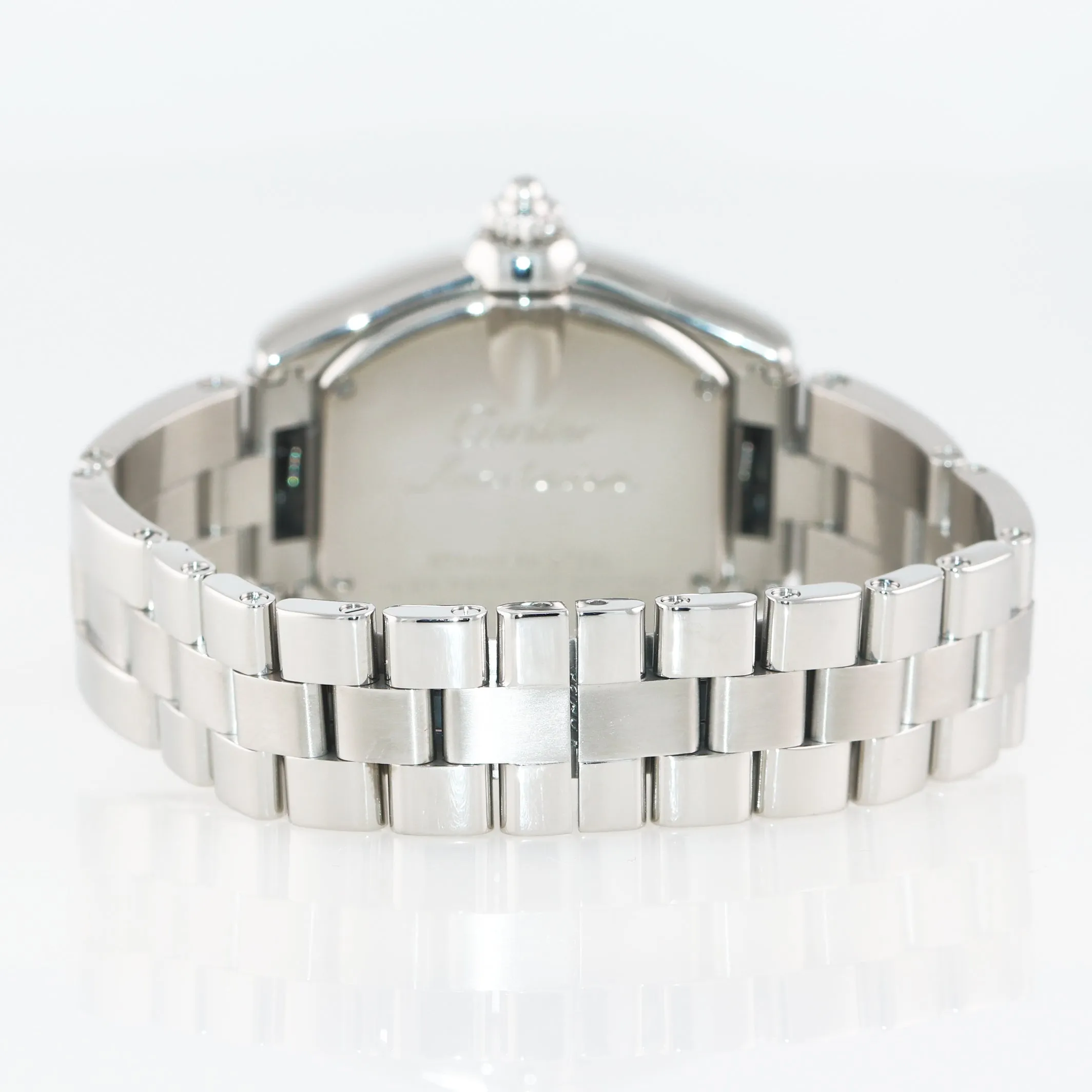 MINT Ladies Cartier Roadster Stainless Steel Pink Roman Dial Date Watch 2675