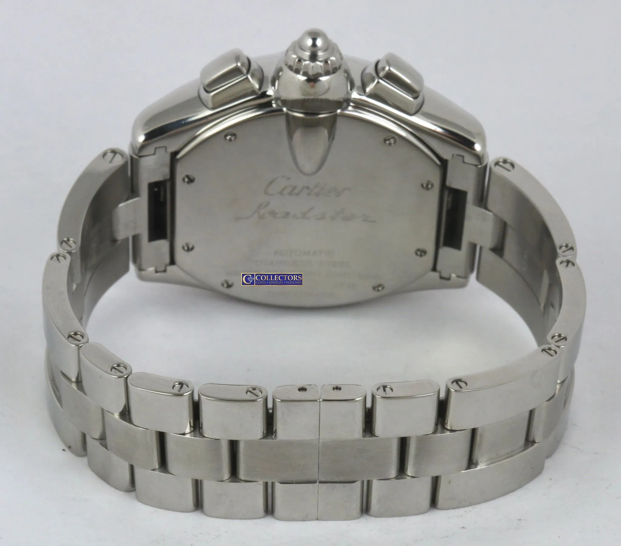 MINT Men's Cartier Roadster XL Stainless Silver White Chronograph W62019X6 2618