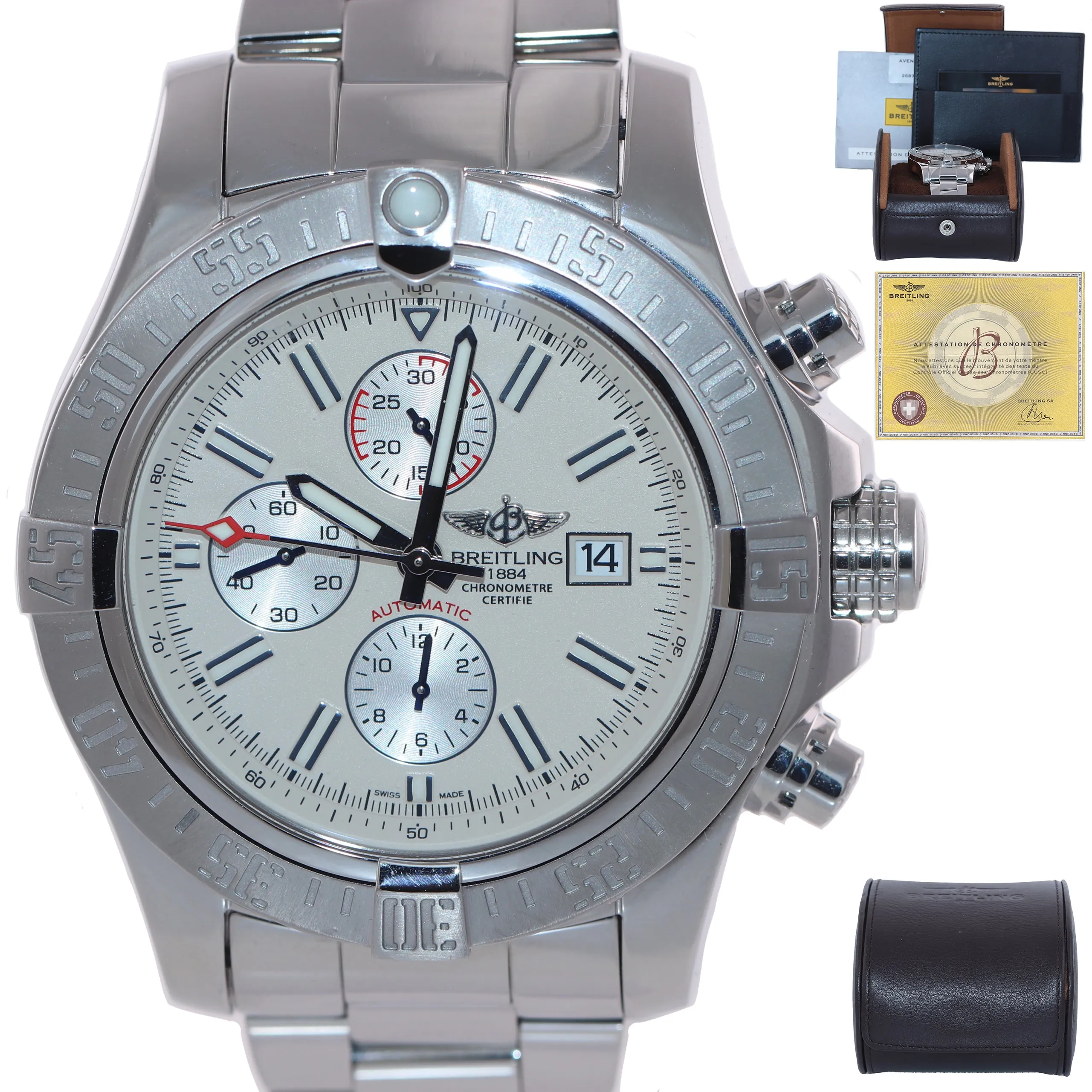 MINT PAPERS Breitling Super Avenger II Chronograph Cream Steel A13370 48mm Watch