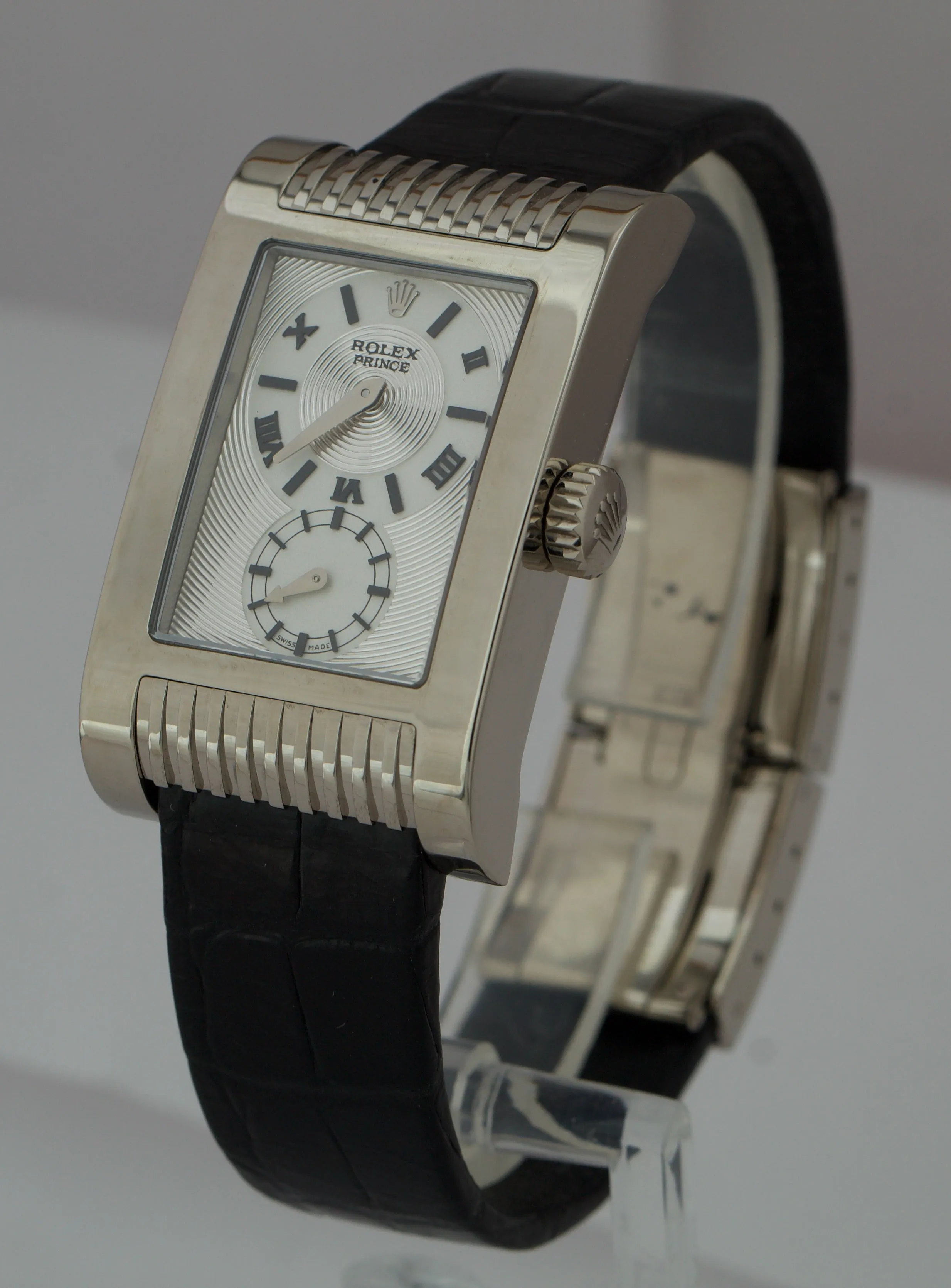 MINT Rolex Cellini Prince 18K White Gold 27mm Leather Hand-Winding Watch 5441