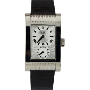 MINT Rolex Cellini Prince 18K White Gold 27mm Leather Hand-Winding Watch 5441