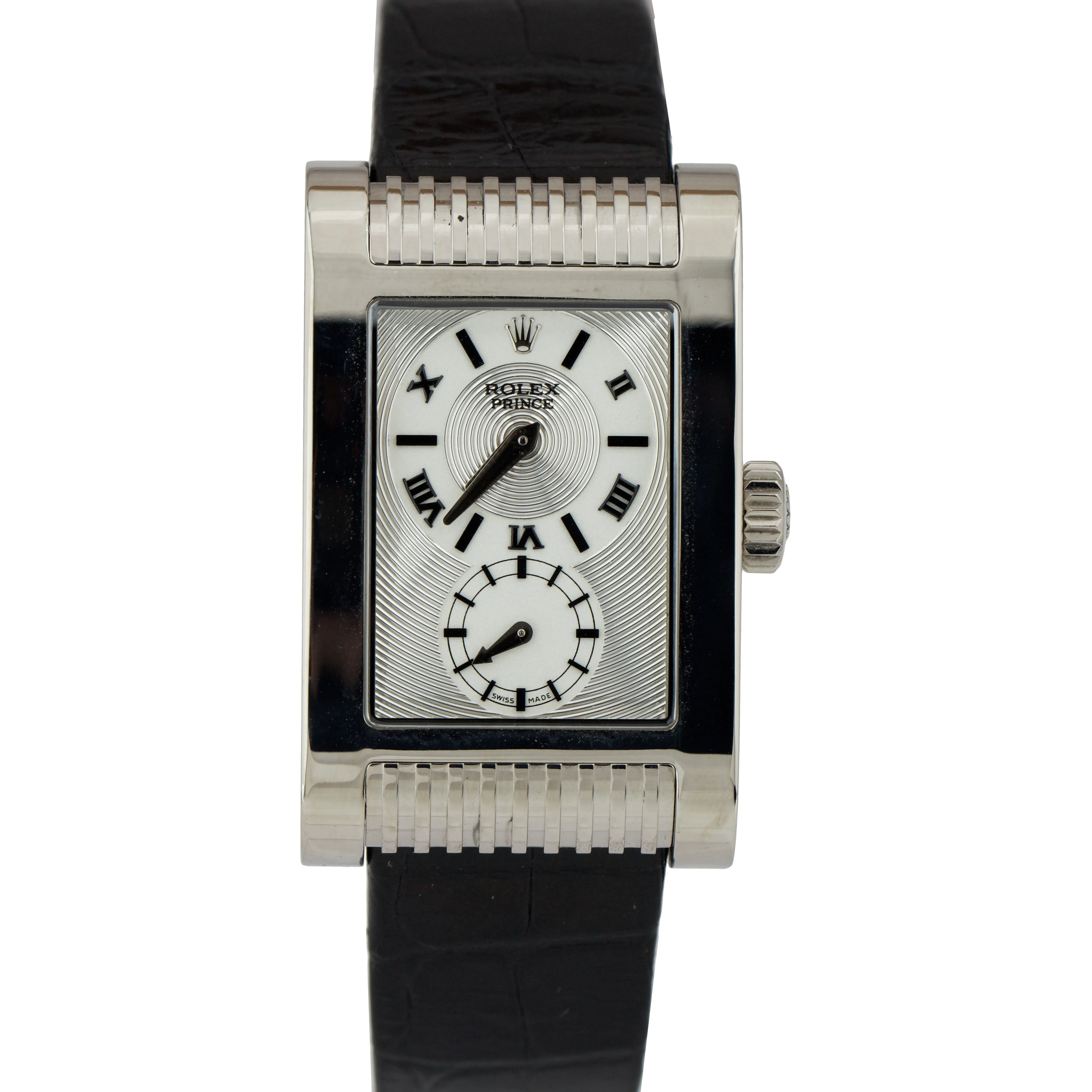MINT Rolex Cellini Prince 18K White Gold 27mm Leather Hand-Winding Watch 5441