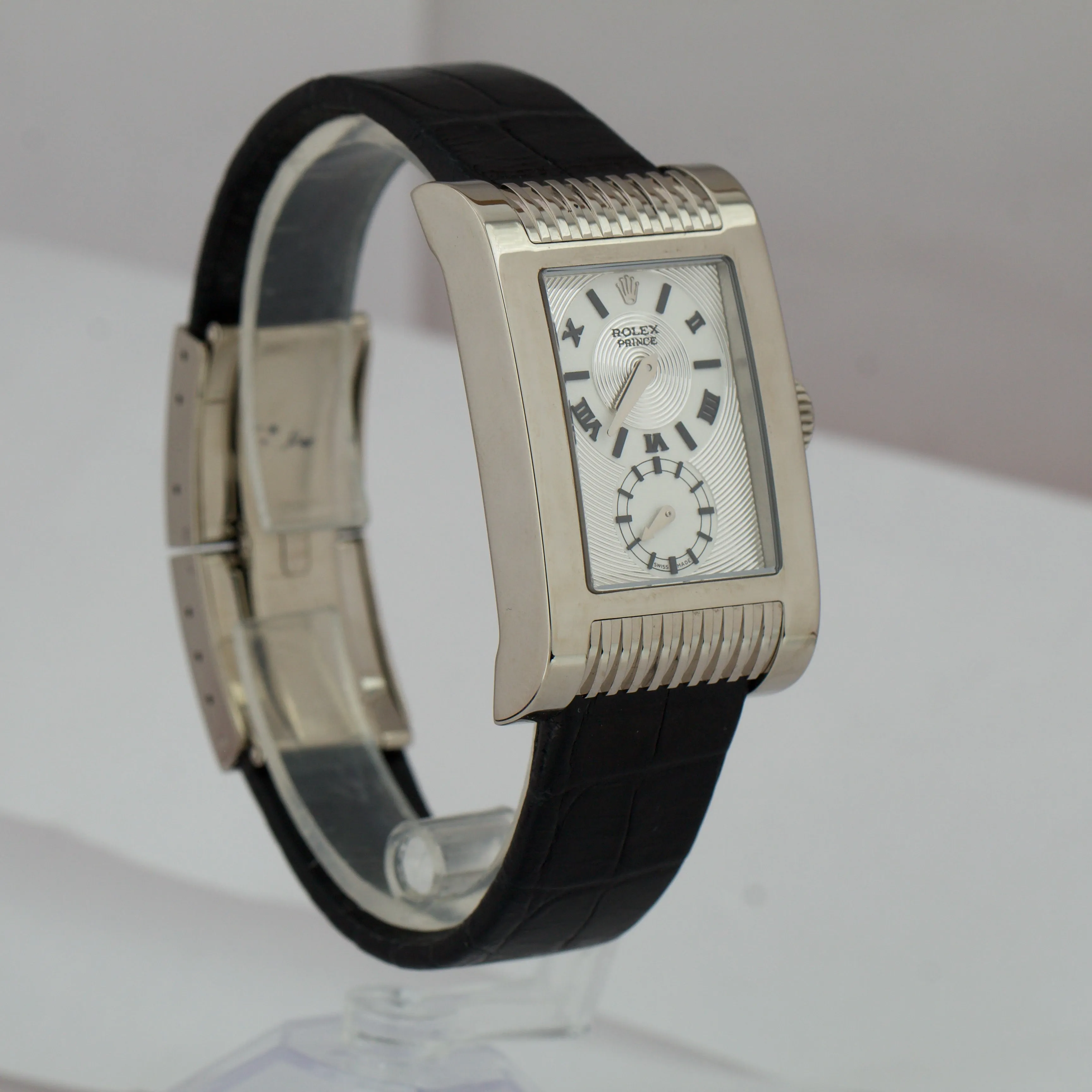 MINT Rolex Cellini Prince 18K White Gold 27mm Leather Hand-Winding Watch 5441
