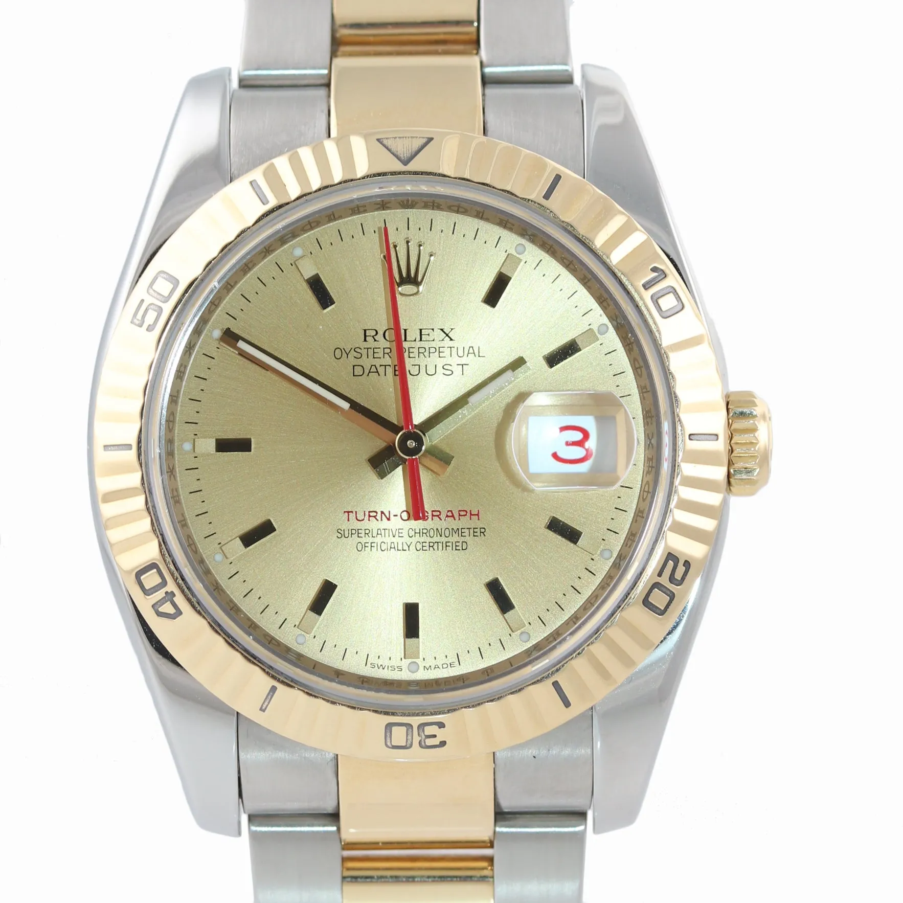 MINT Rolex DateJust 116263 Turn-O-Graph 36mm Thunderbird Champagne Watch Box