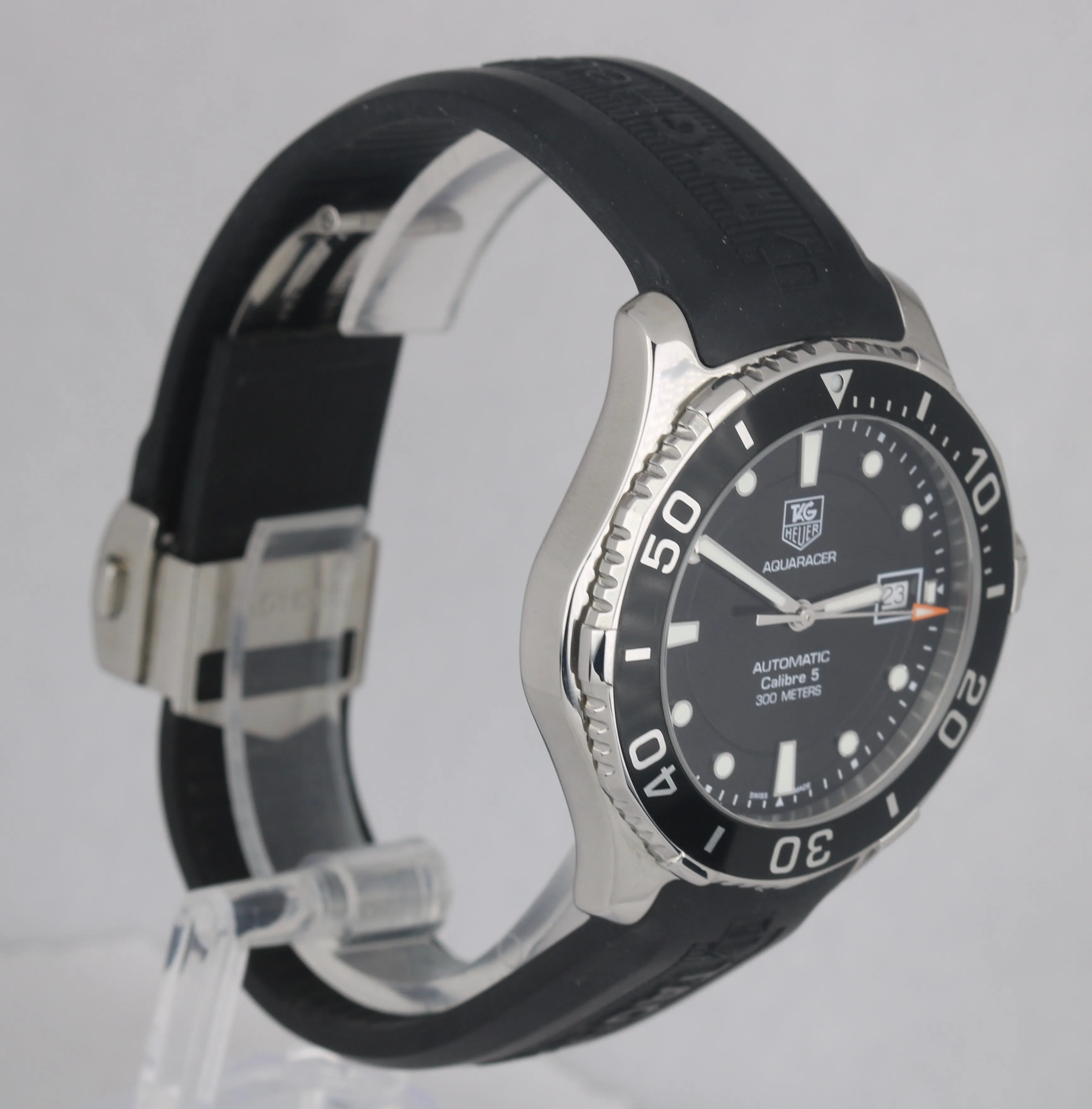 MINT TAG Heuer Aquaracer Calibre 5 Automatic Black 41mm Stainless WAN2110 Watch