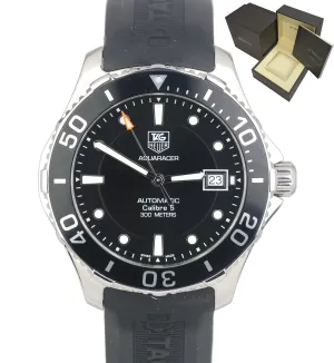MINT TAG Heuer Aquaracer Calibre 5 Automatic Black 41mm Stainless WAN2110 Watch