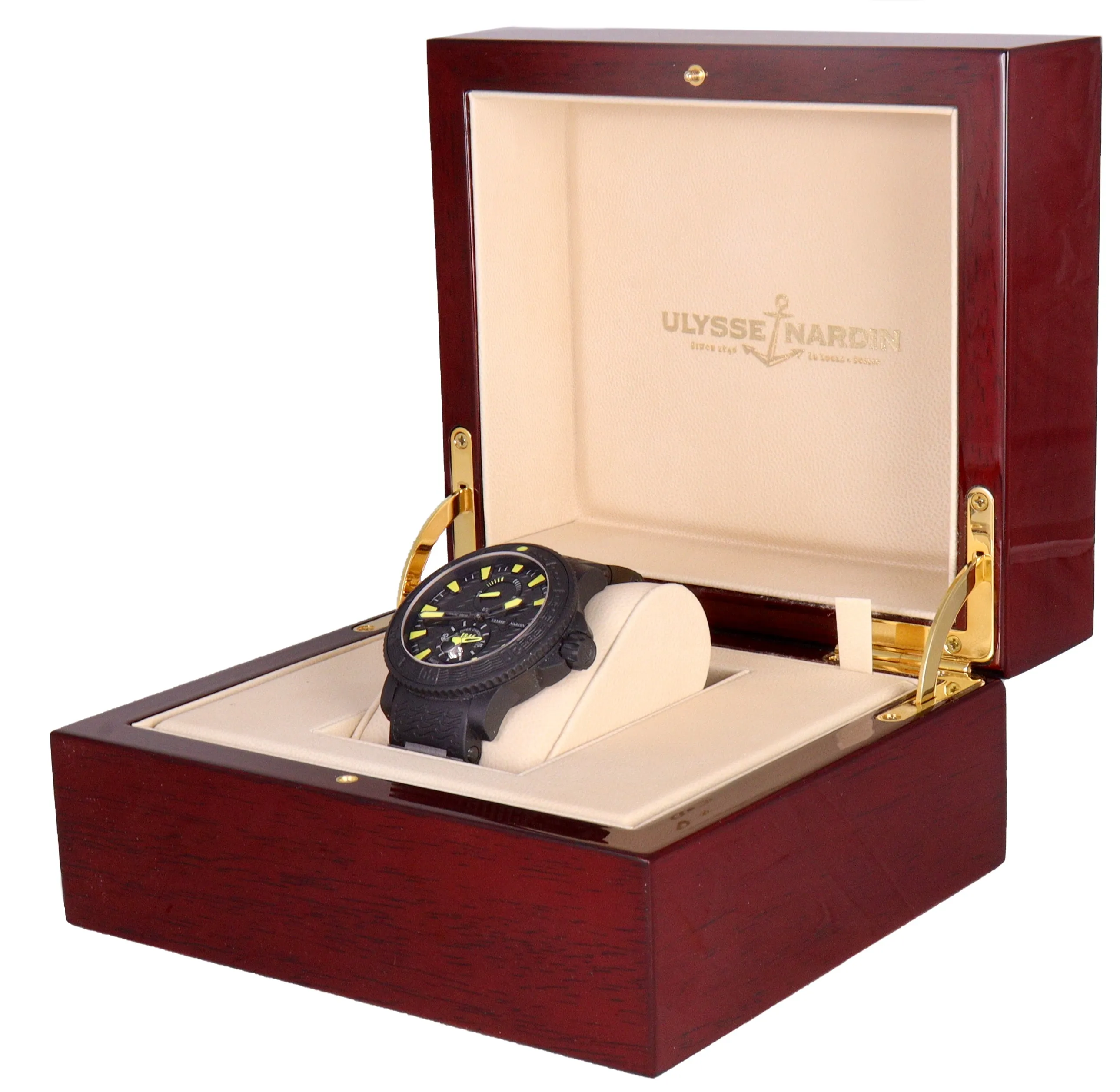 MINT Ulysse Nardin Maxi Marine Diver Black Sea Yellow Automatic Watch 263-92-3C