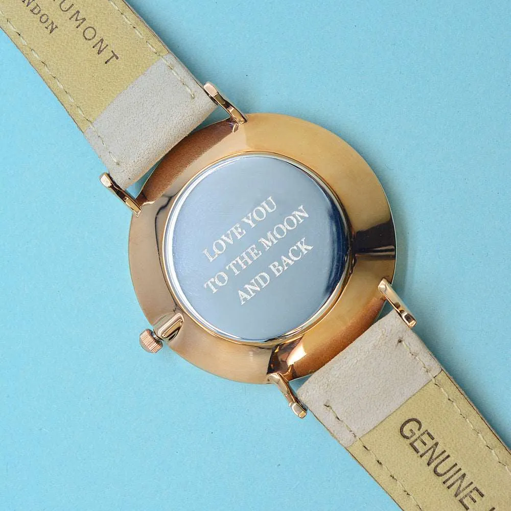 Modern - Vintage Personalised Leather Watch in Stone