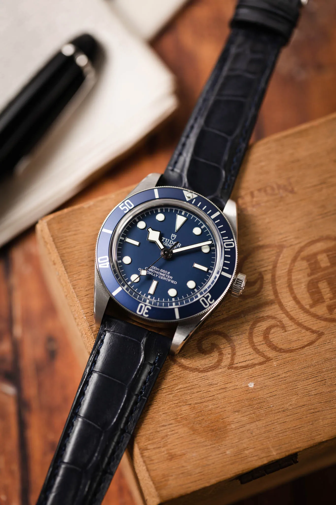 Morellato AMADEUS Genuine Alligator Watch Strap in DARK BLUE