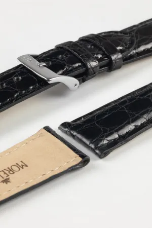 Morellato AMADEUS Genuine Crocodile Leather Watch Strap in BLACK