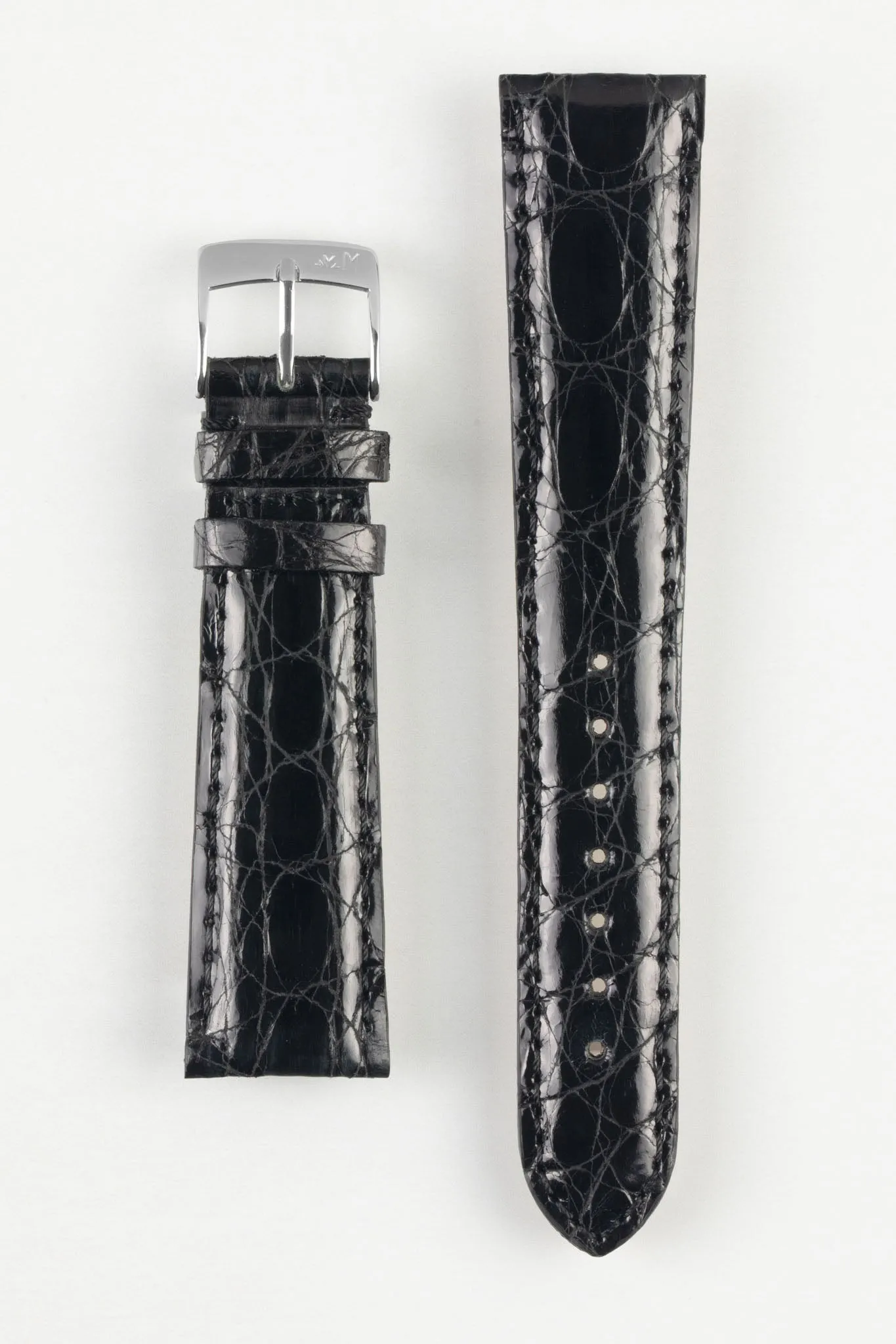 Morellato AMADEUS Genuine Crocodile Leather Watch Strap in BLACK
