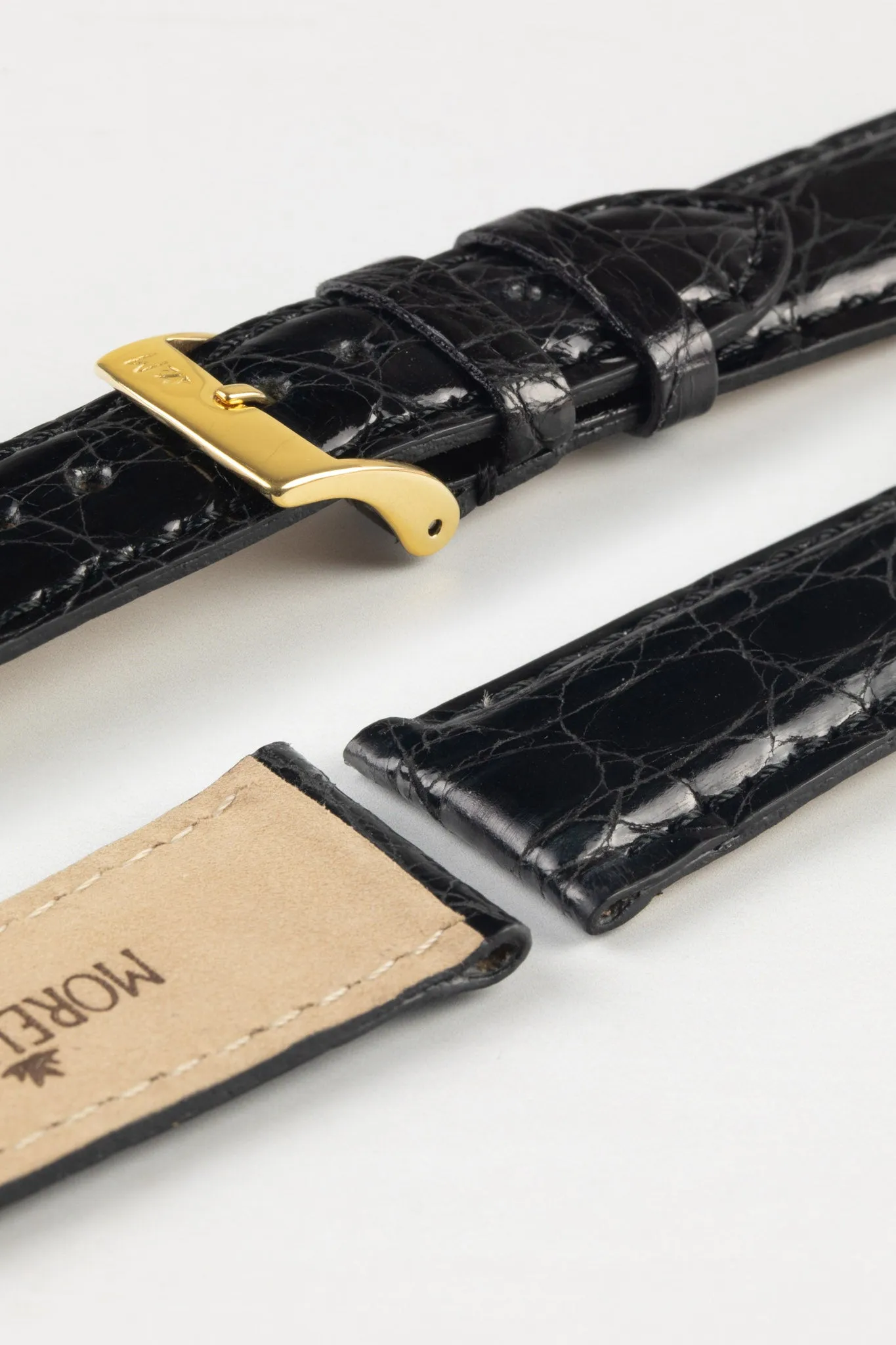 Morellato AMADEUS Genuine Crocodile Leather Watch Strap in BLACK