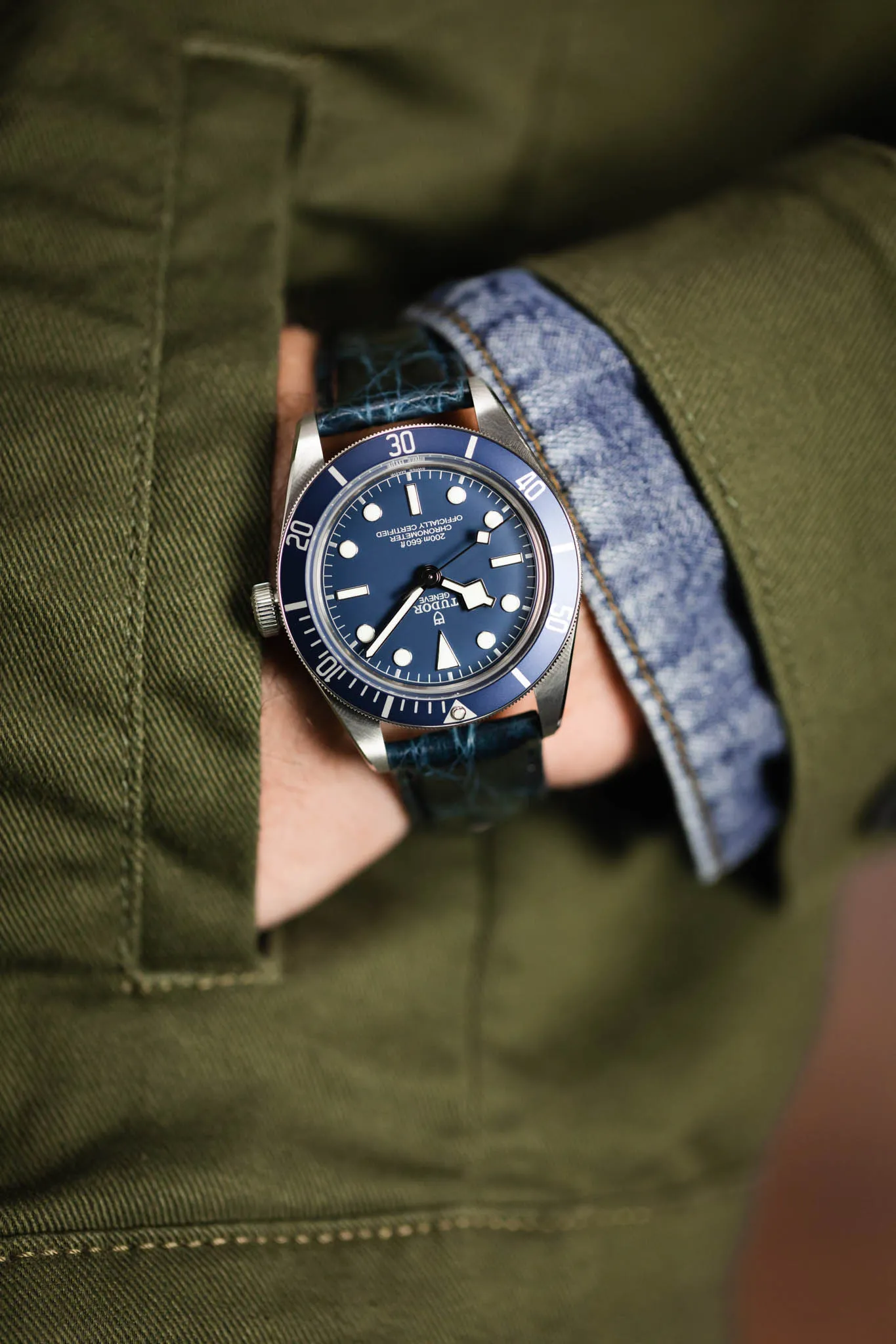 Morellato AMADEUS Genuine Crocodile Watch Strap in NAVY BLUE