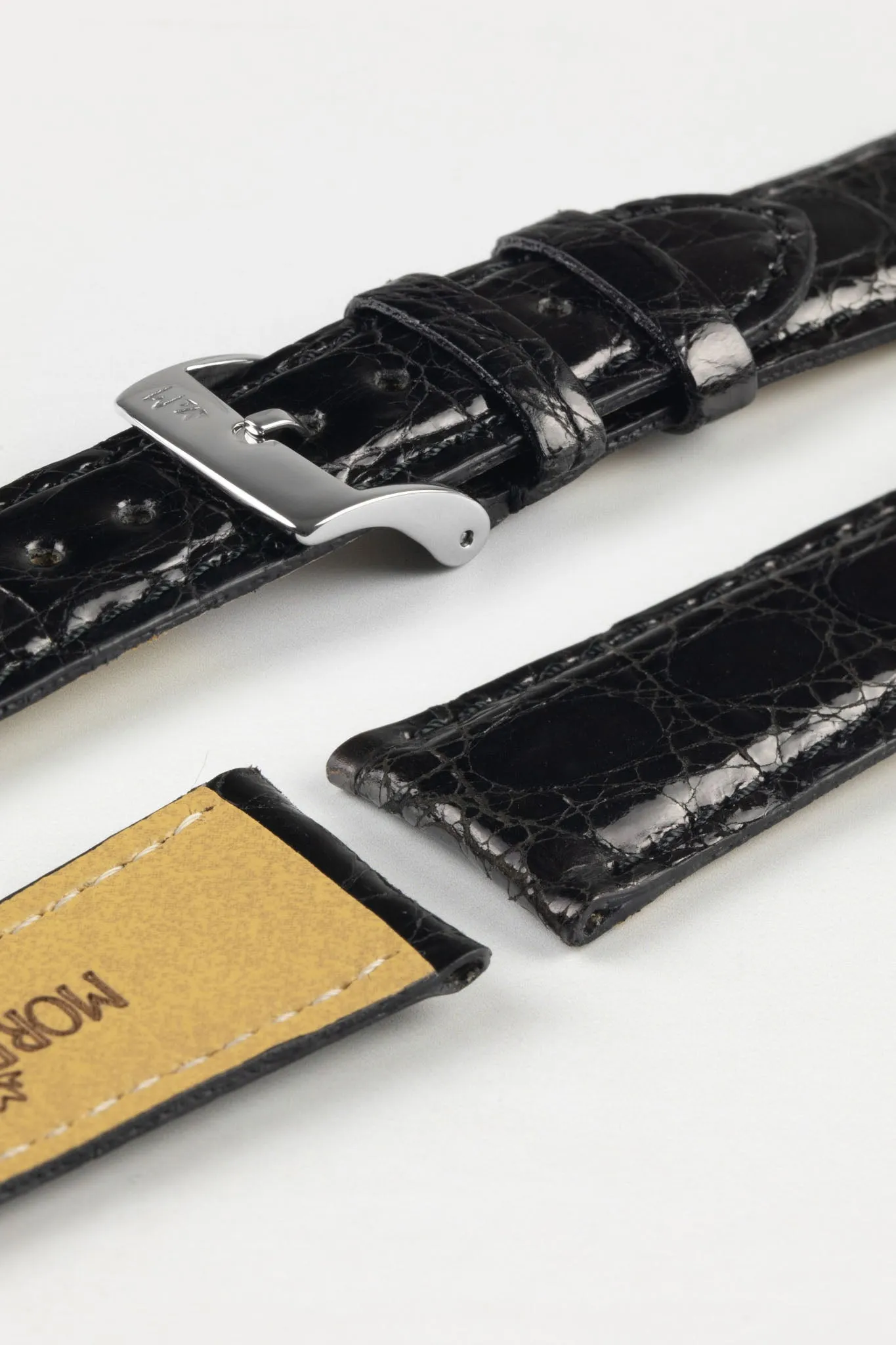 Morellato MOMBASA Genuine Crocodile Watch Strap in BLACK