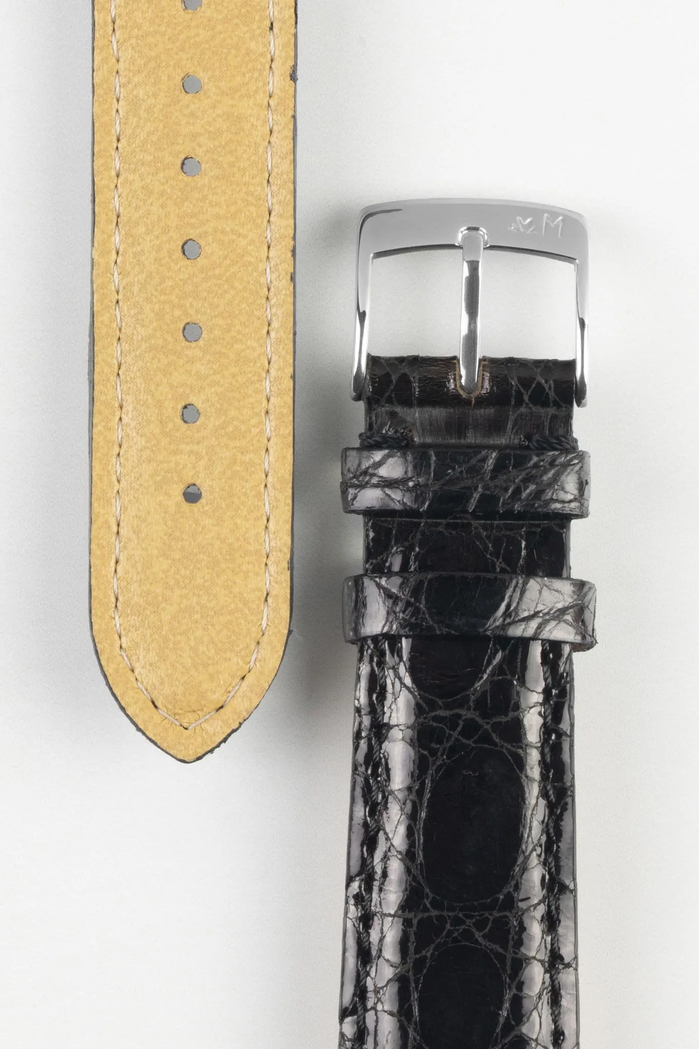 Morellato MOMBASA Genuine Crocodile Watch Strap in BLACK
