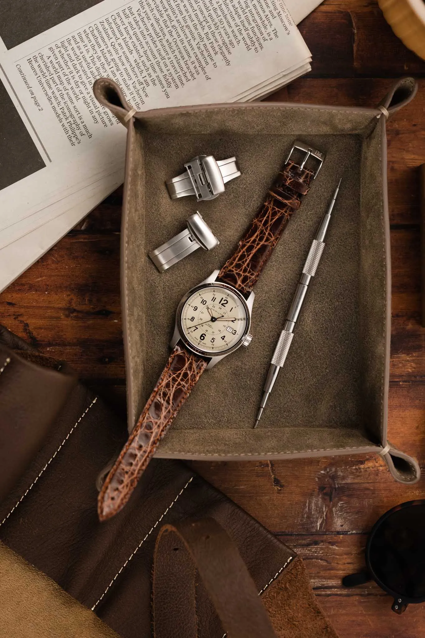 Morellato TRACY Genuine Crocodile Watch Strap in BROWN