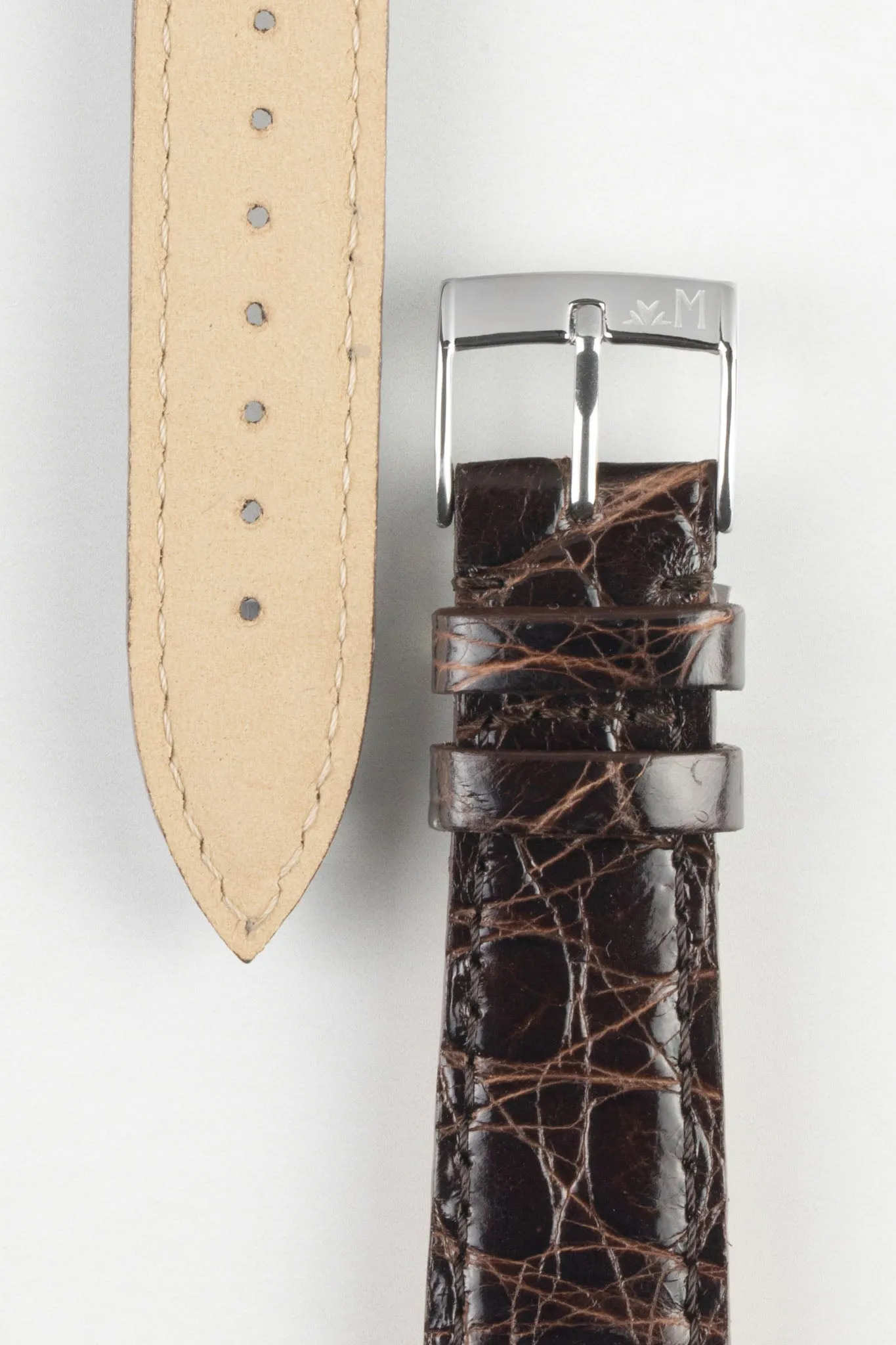 Morellato TRACY Genuine Crocodile Watch Strap in DARK BROWN