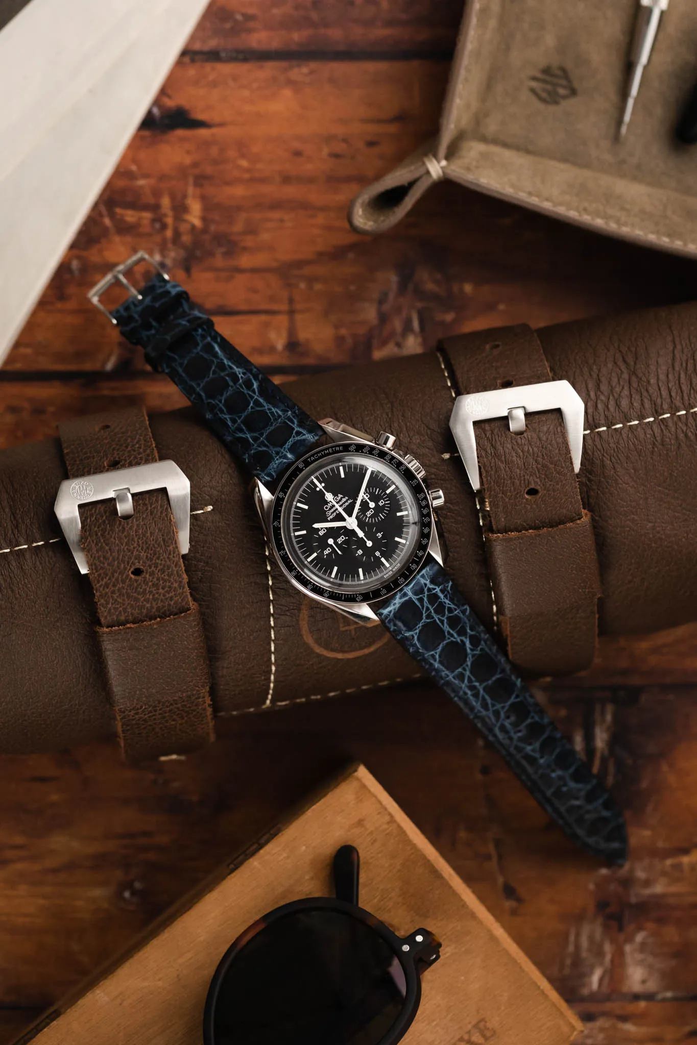 Morellato TRACY Genuine Crocodile Watch Strap in NAVY BLUE