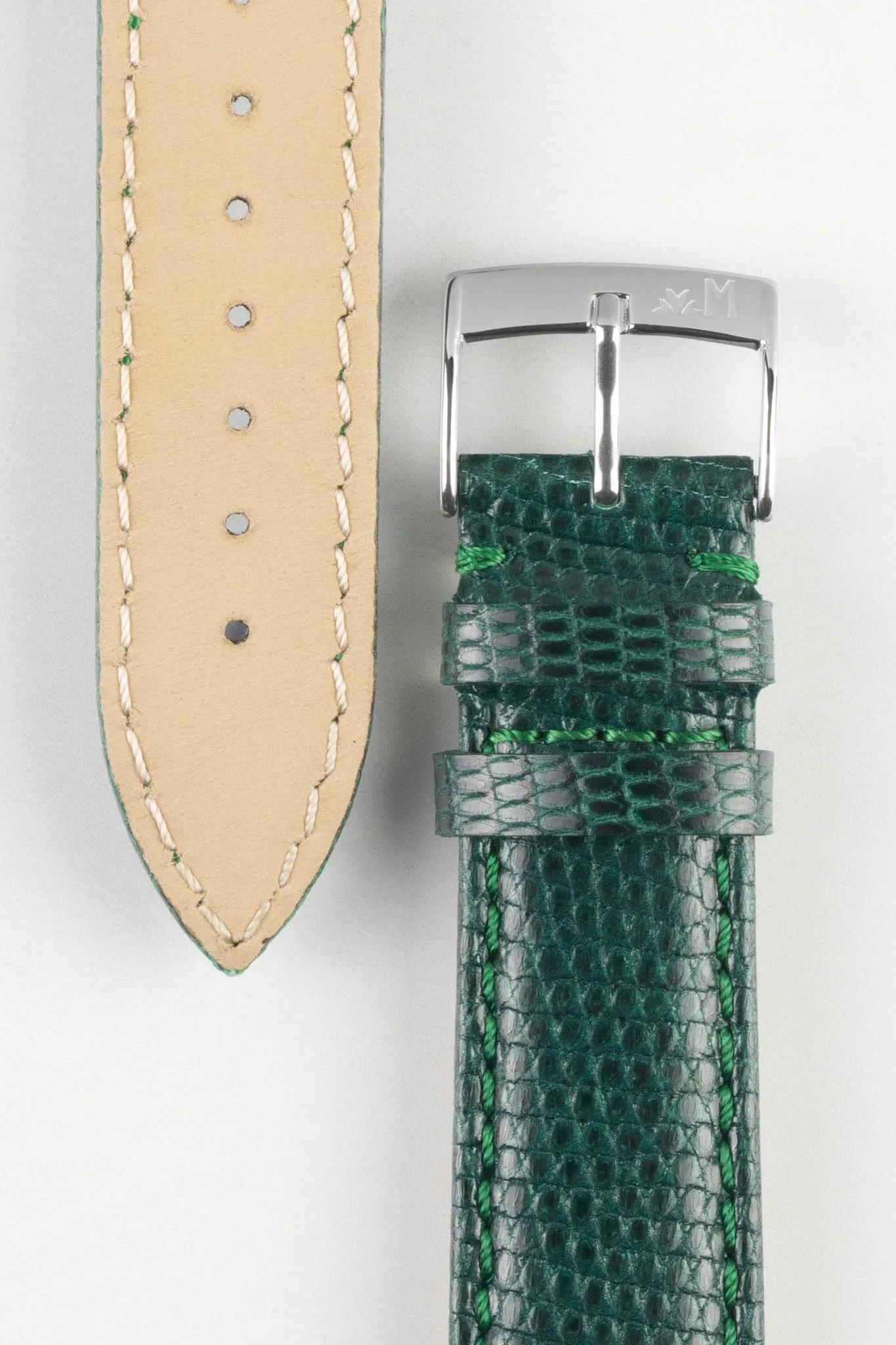 Morellato VIOLINO Genuine Lizard Skin Watch Strap in GREEN