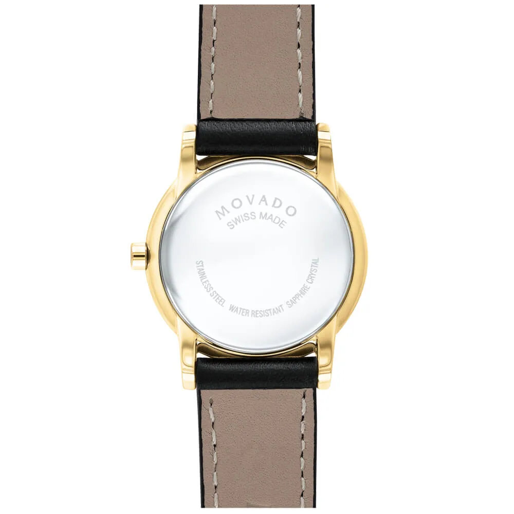 Movado Museum Classic Yellow PVD Leather Strap Women's Watch 0607275