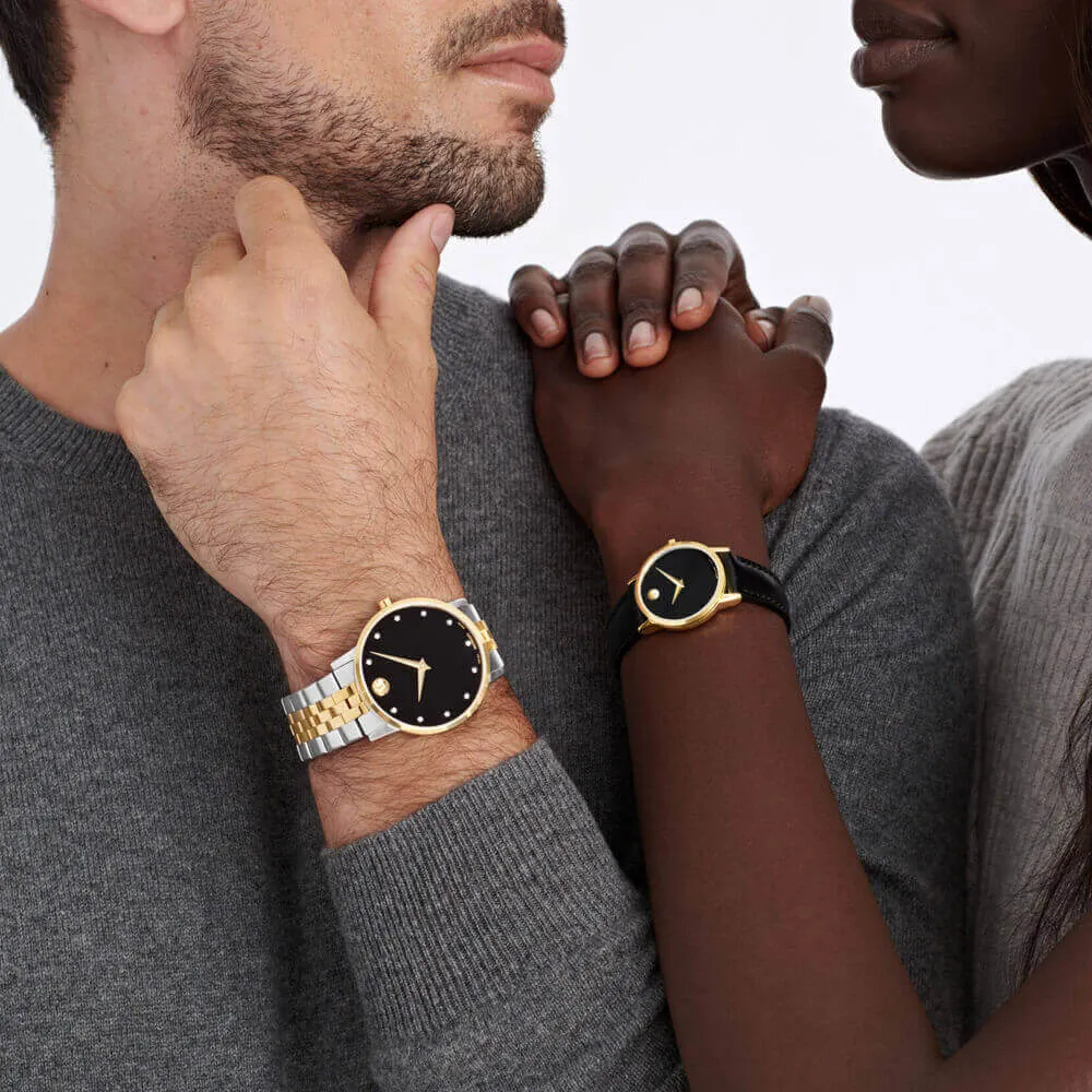 Movado Museum Classic Yellow PVD Leather Strap Women's Watch 0607275