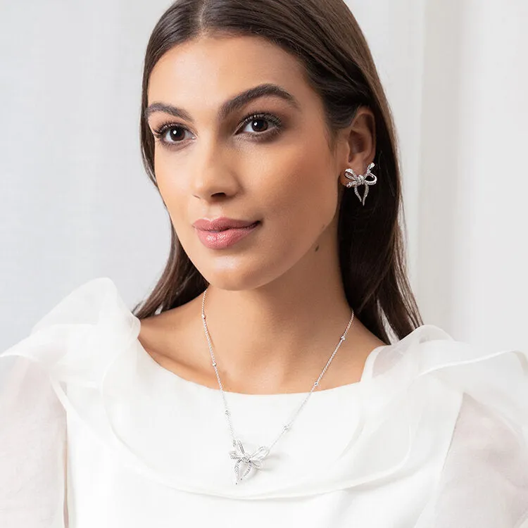Necklace crafted in 18K White Gold Lyla's Bow Collection
