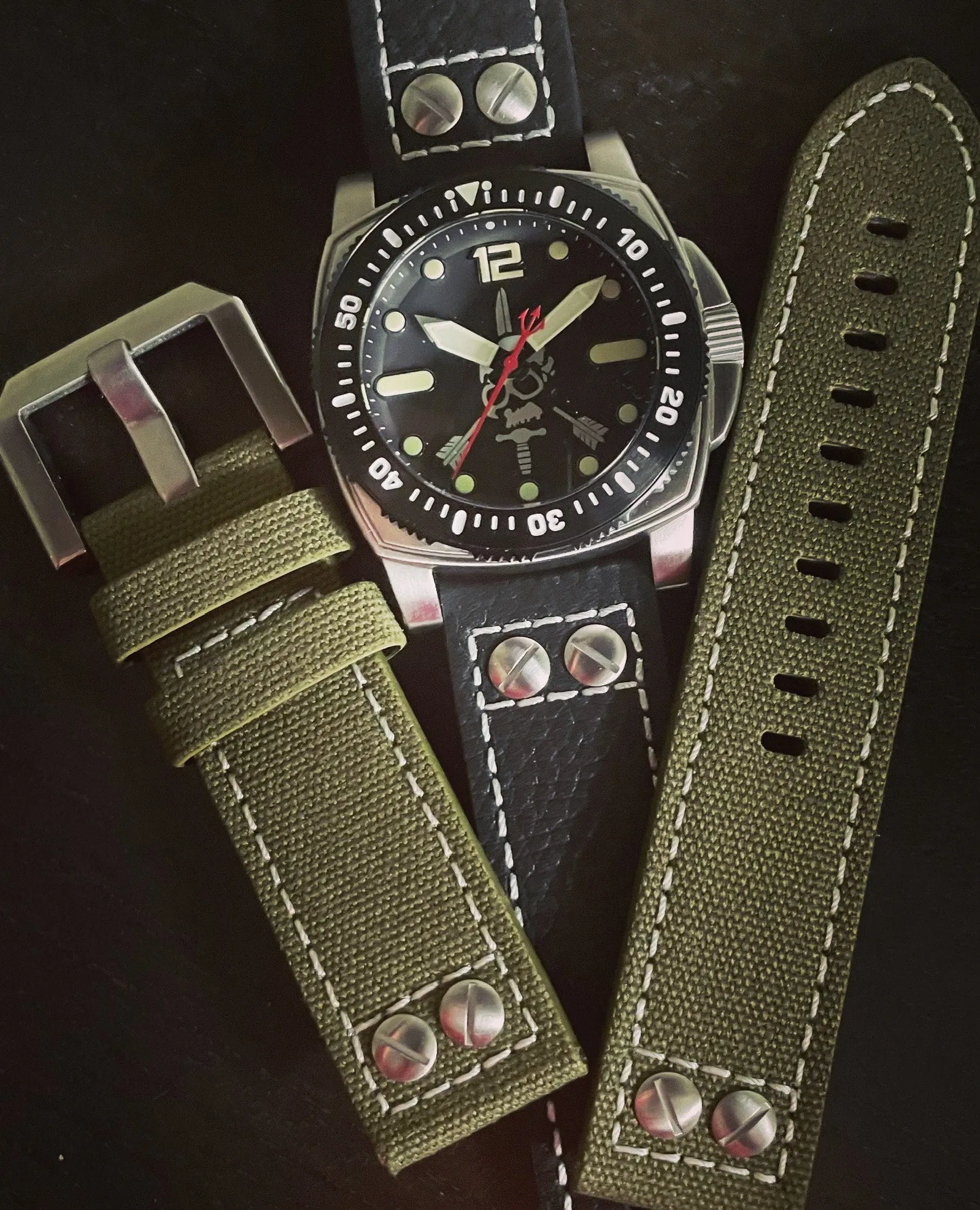 Nous Defions Shumate Dive Watch: Steel Bracelet, Leather Strap & Canvas Strap