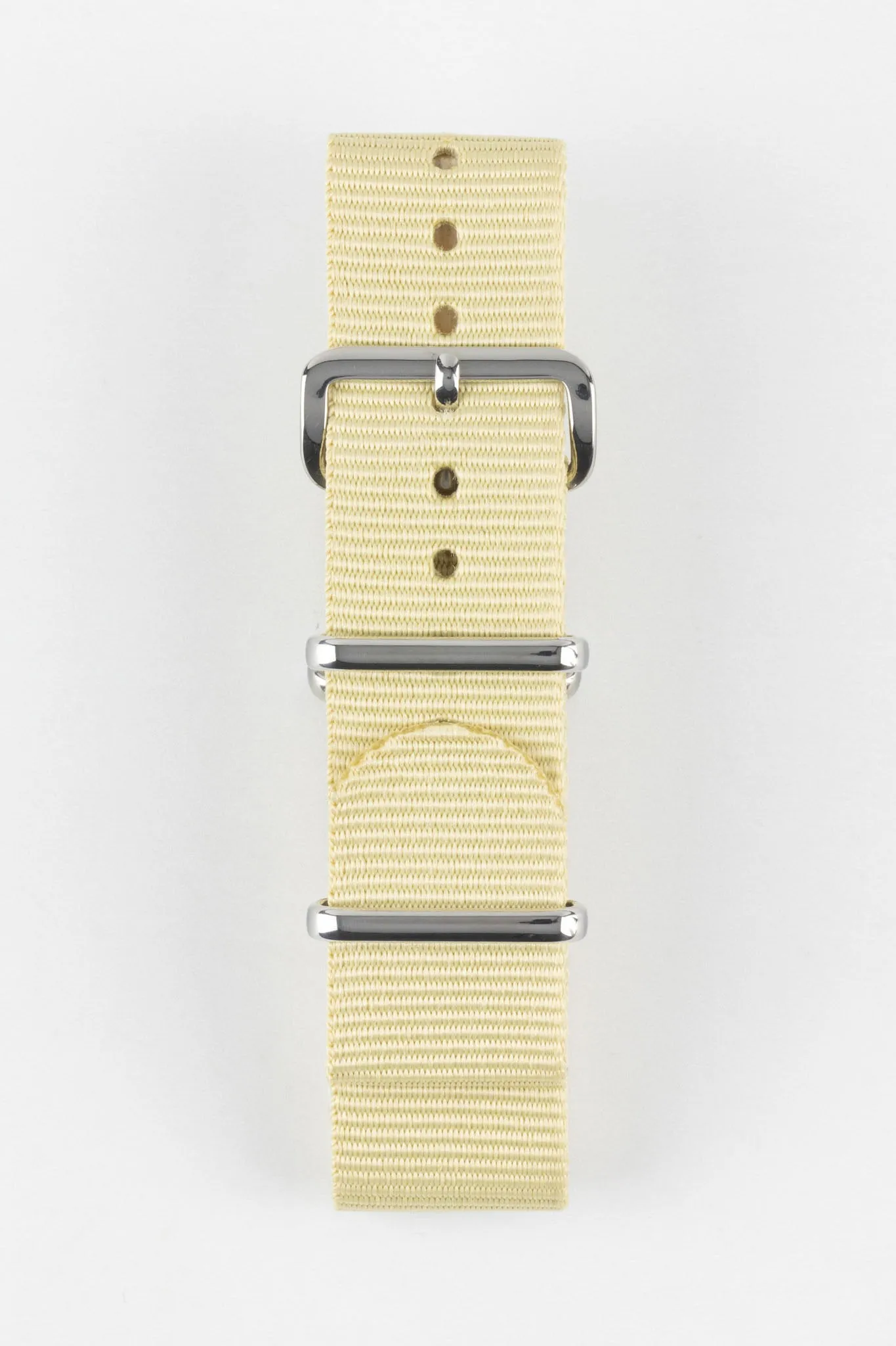 Nylon Watch Strap in BEIGE with Polished Buckle and Keepers