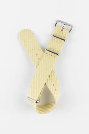 Nylon Watch Strap in BEIGE with Polished Buckle and Keepers