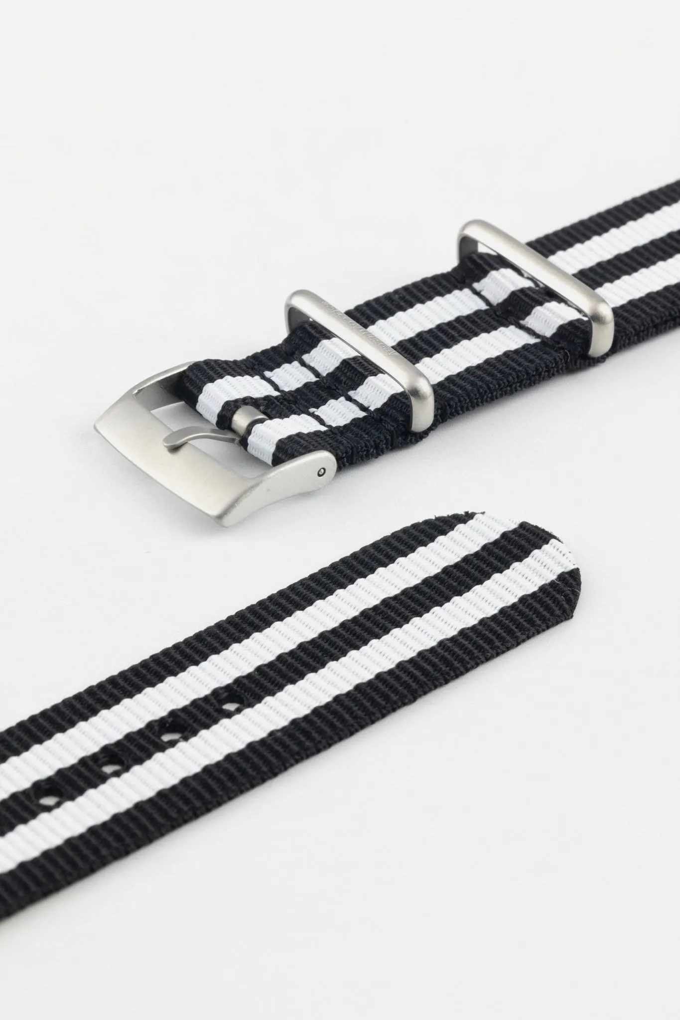 Nylon Watch Strap in BLACK with WHITE Stripes - #SpeedyTuesday Edition