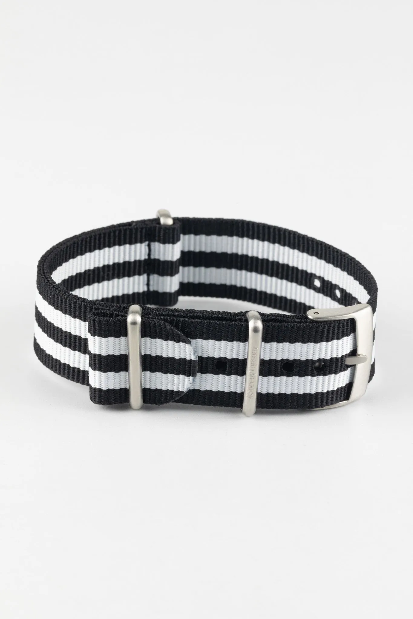 Nylon Watch Strap in BLACK with WHITE Stripes - #SpeedyTuesday Edition