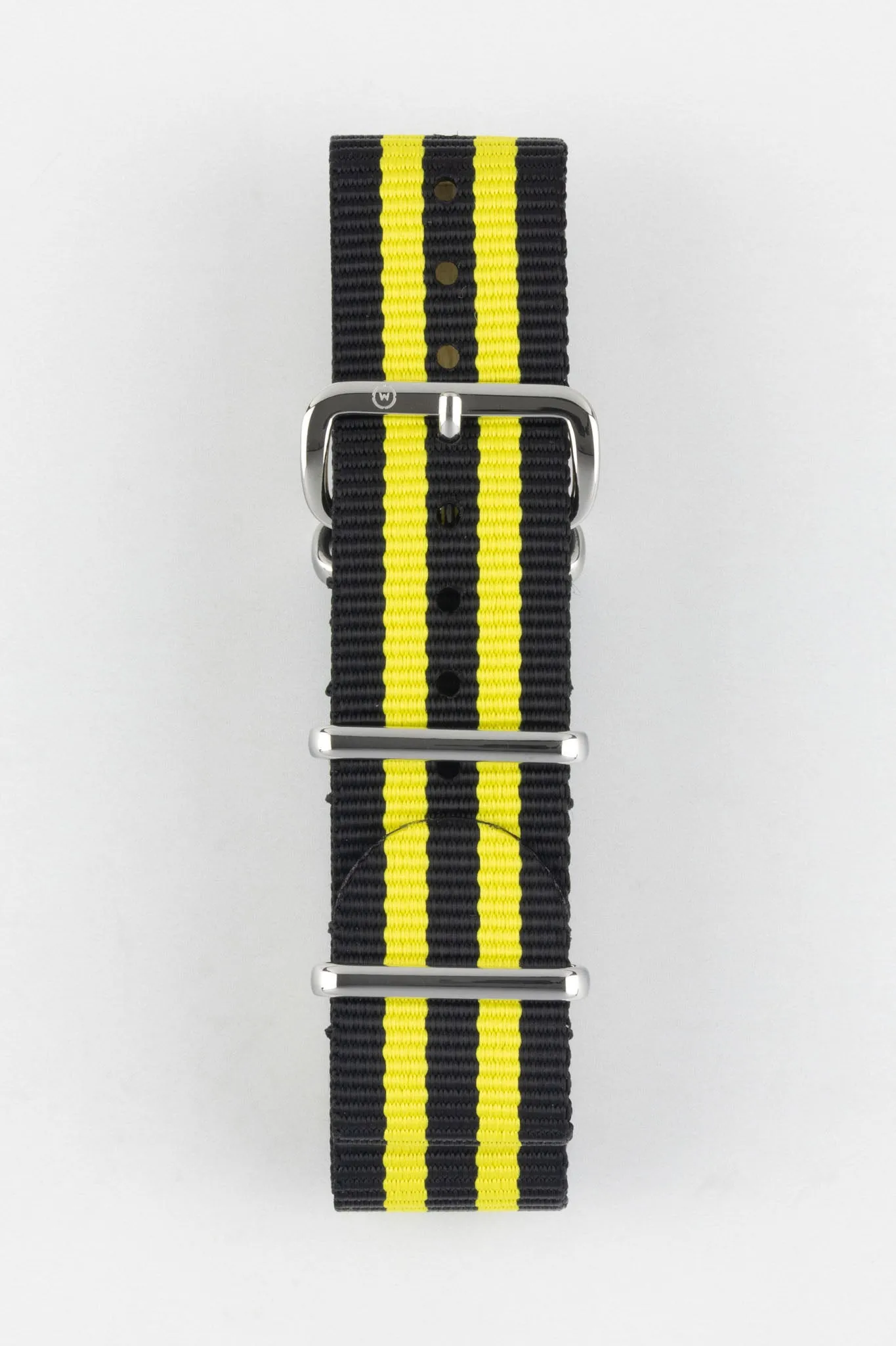 Nylon Watch Strap in BLACK with YELLOW Stripes