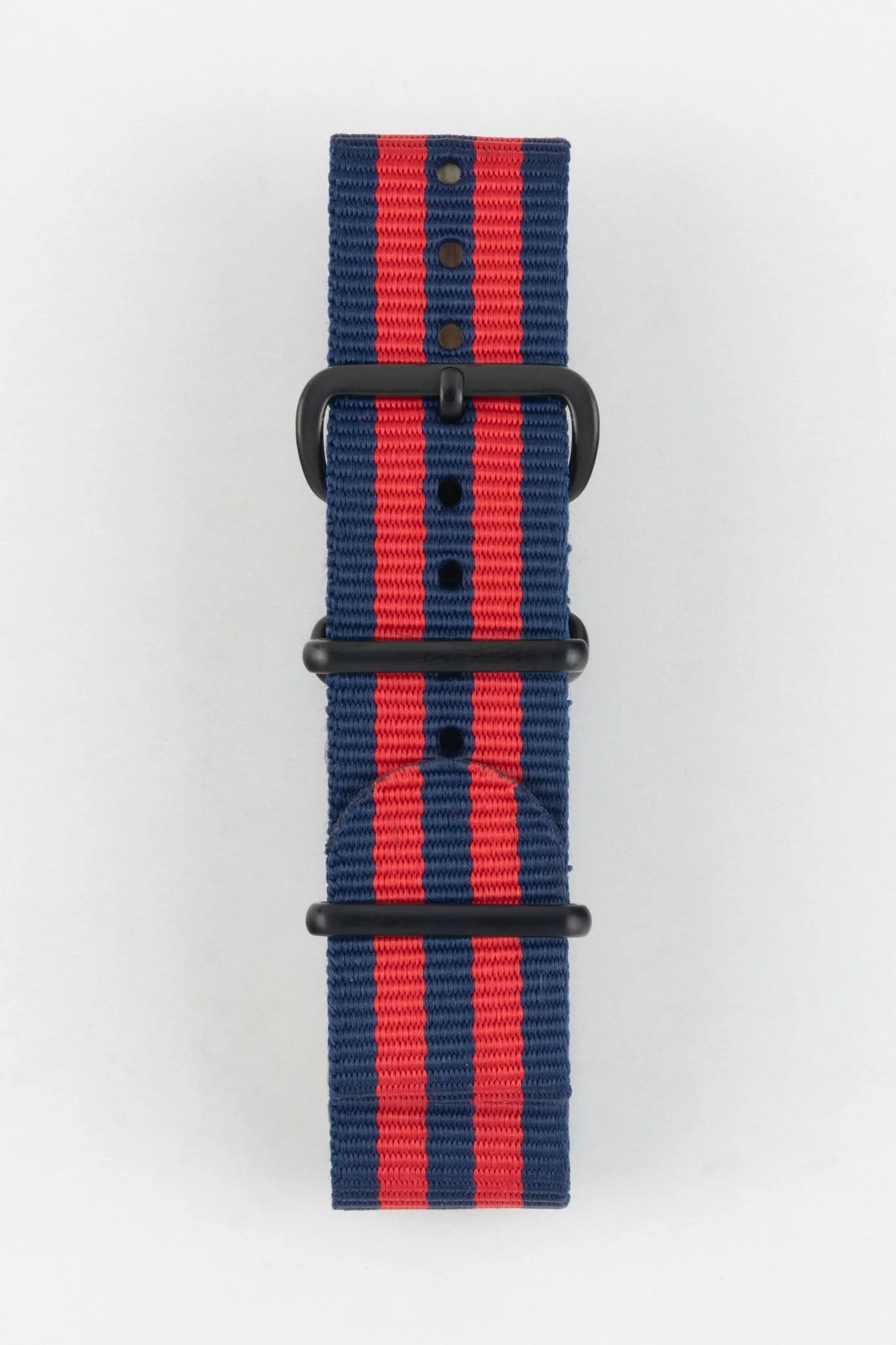 Nylon Watch Strap in BLUE / RED Stripes with PVD Buckle & Keepers