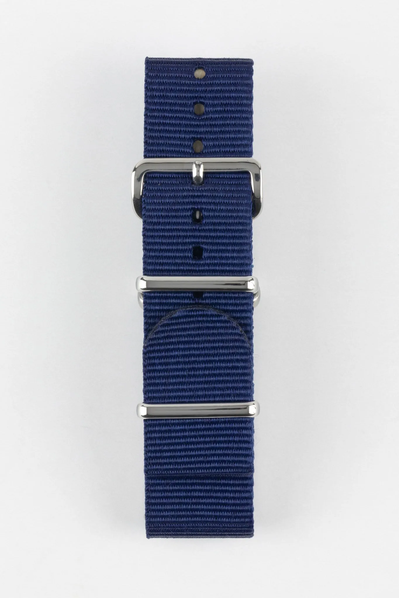 Nylon Watch Strap in BLUE with Polished Buckle and Keepers