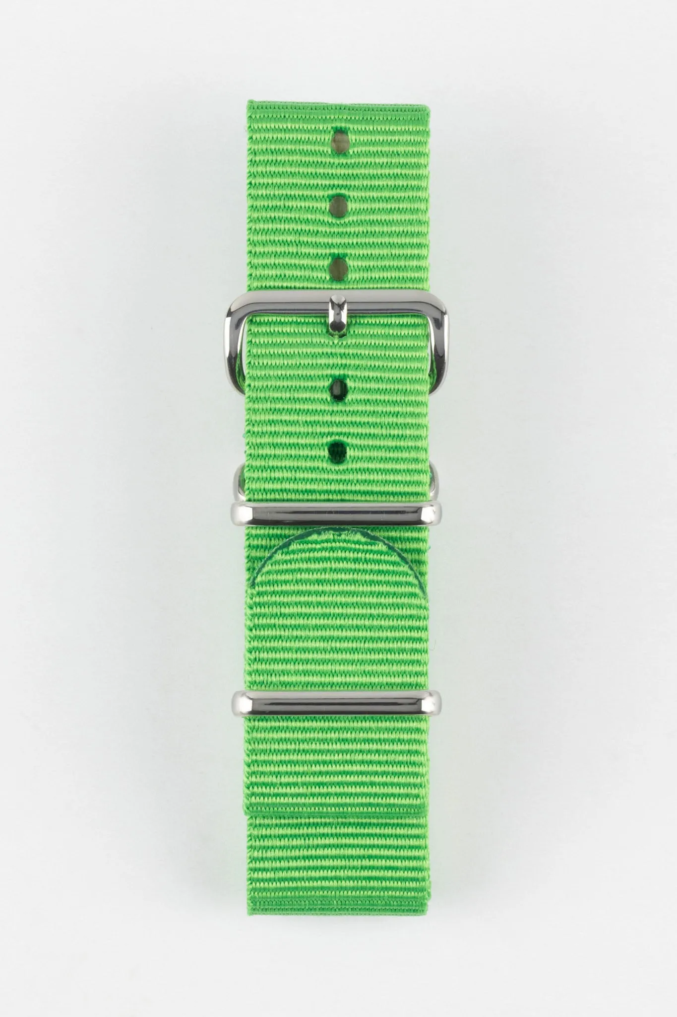 Nylon Watch Strap in BRIGHT GREEN with Polished Buckle and Keepers