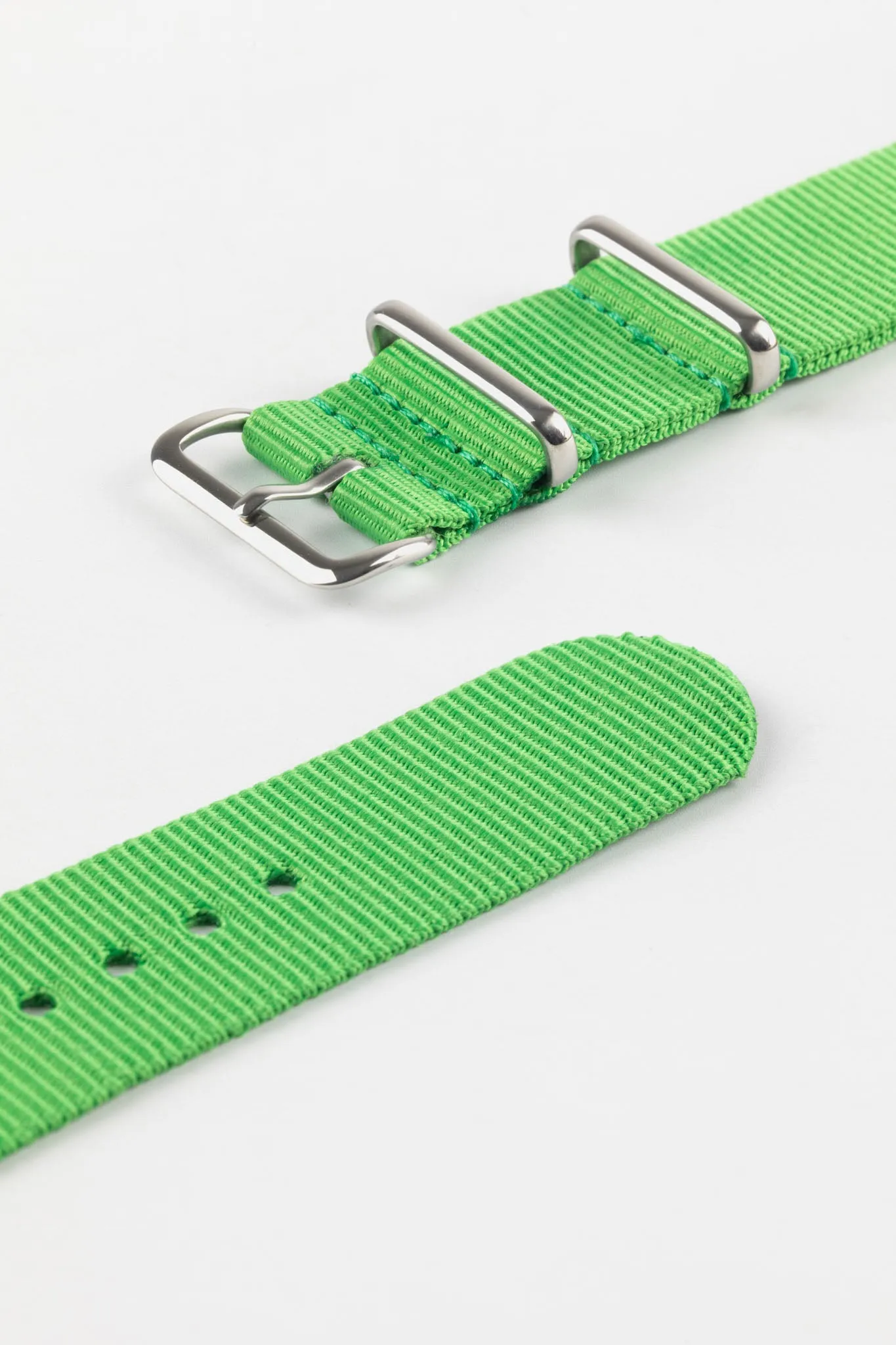 Nylon Watch Strap in BRIGHT GREEN with Polished Buckle and Keepers