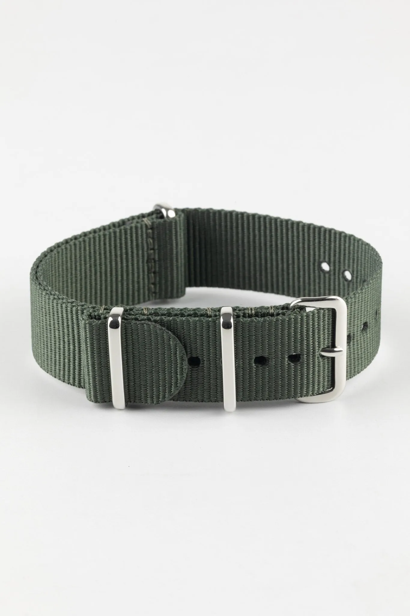 Nylon Watch Strap in DARK GREY with Polished Buckle & Keepers