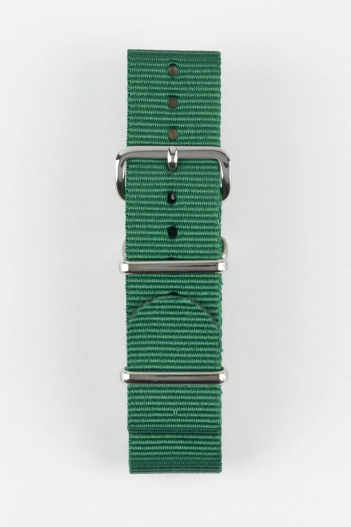 Nylon Watch Strap in EMERALD GREEN with Polished Buckle and Keepers