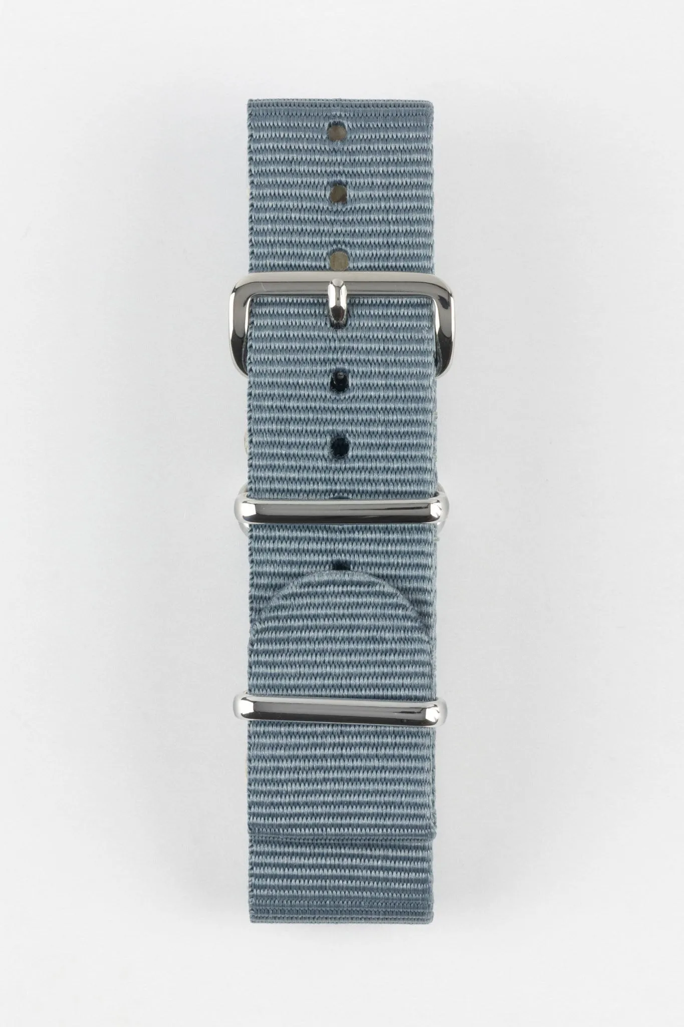 Nylon Watch Strap in GREY with Polished Buckle and Keepers